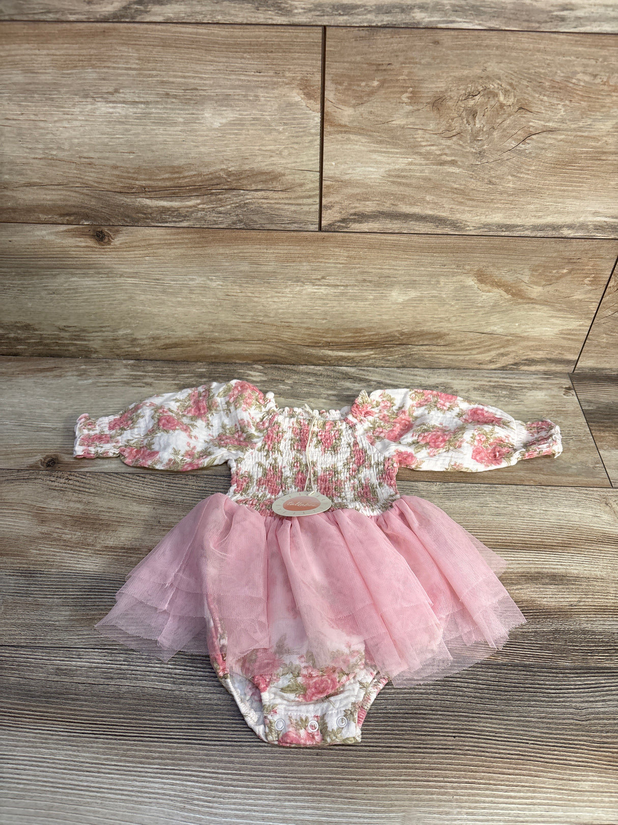 NEW Tullabee Smocked Tutu Bubble Romper Ivory sz 0-6m