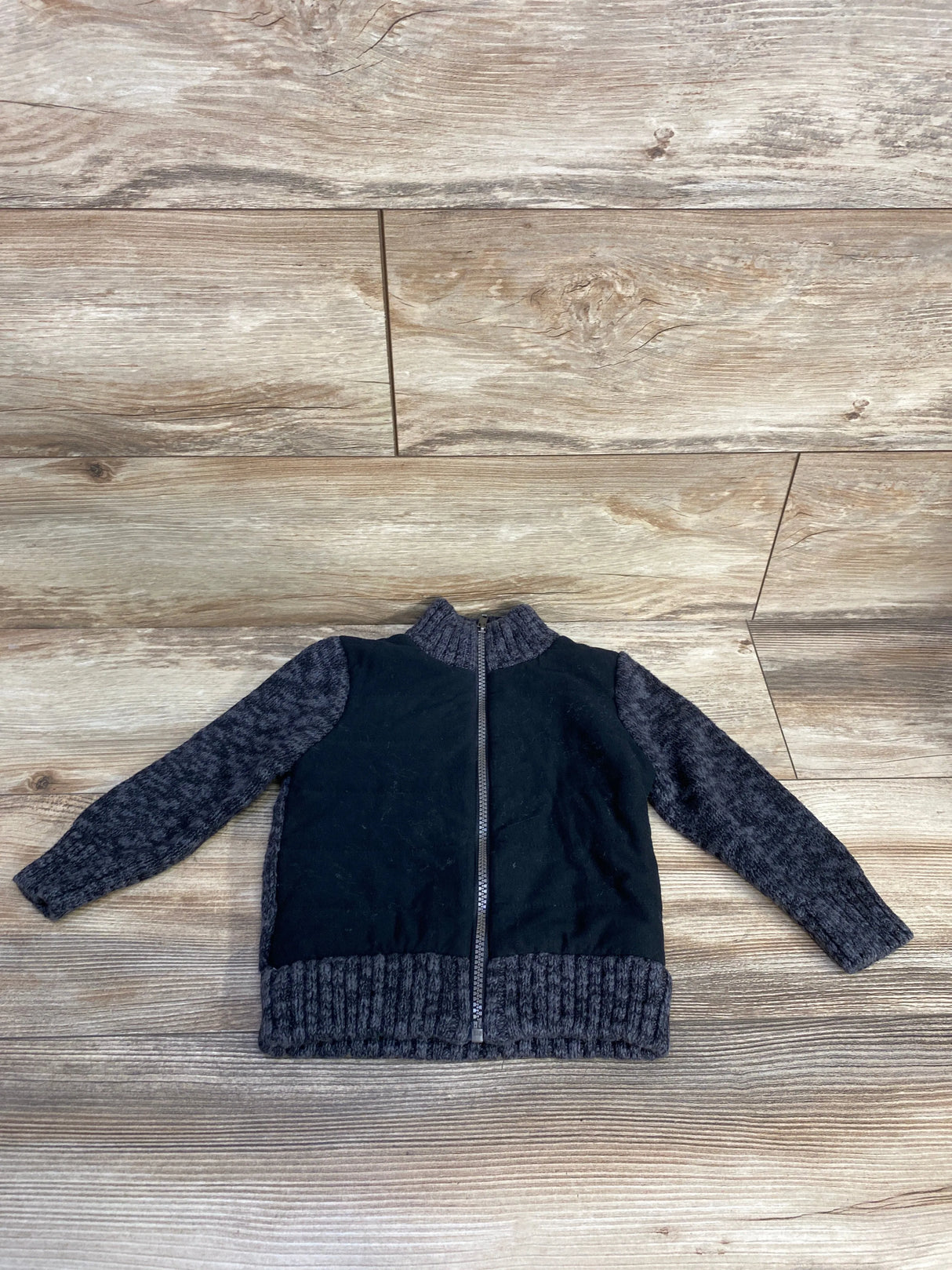 Cat & Jack Chunky Knit Full Zip Sweater Black sz 2T