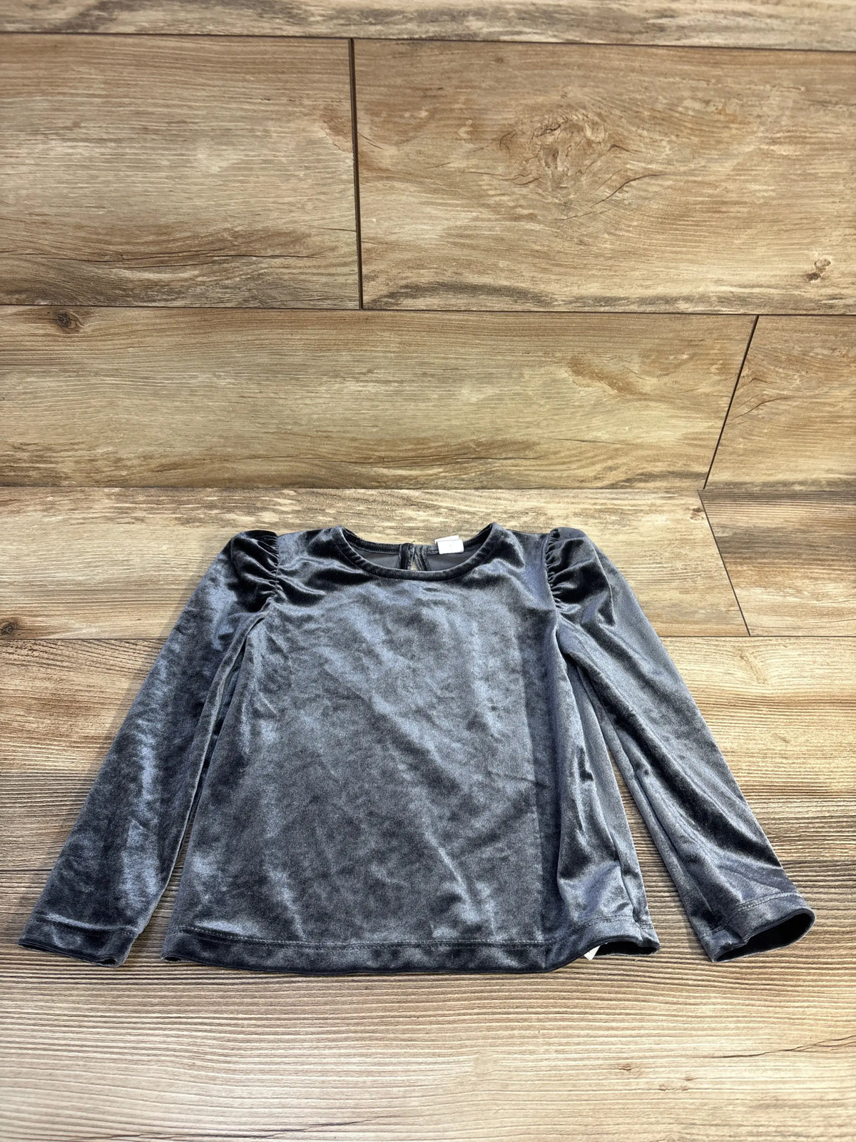 Grey velvet long sleeve shirt with puff shoulders for toddlers by Me n Mommy To Be