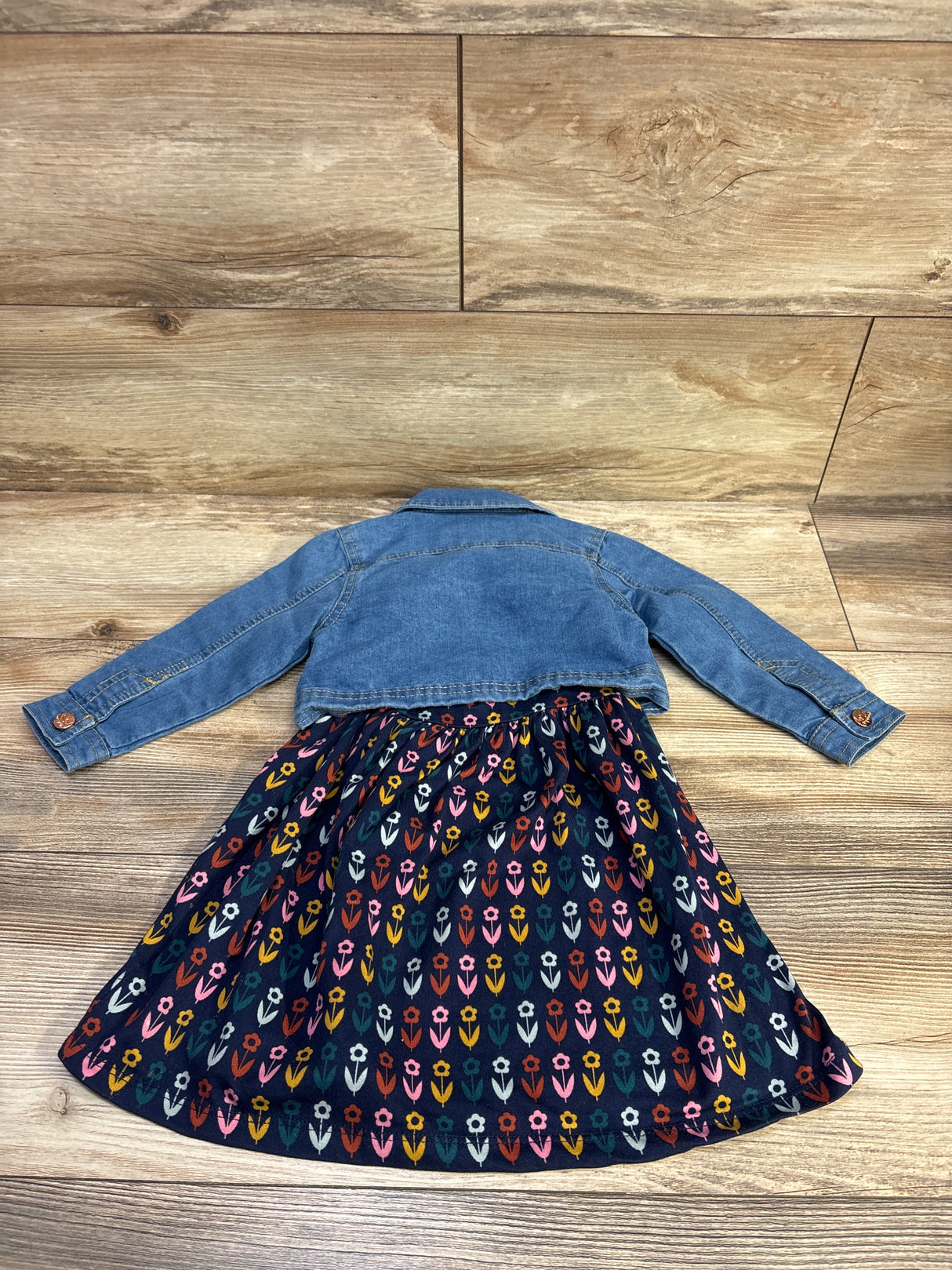 Picapino 2pc Floral Dress & Denim Jacket Blue sz 18m