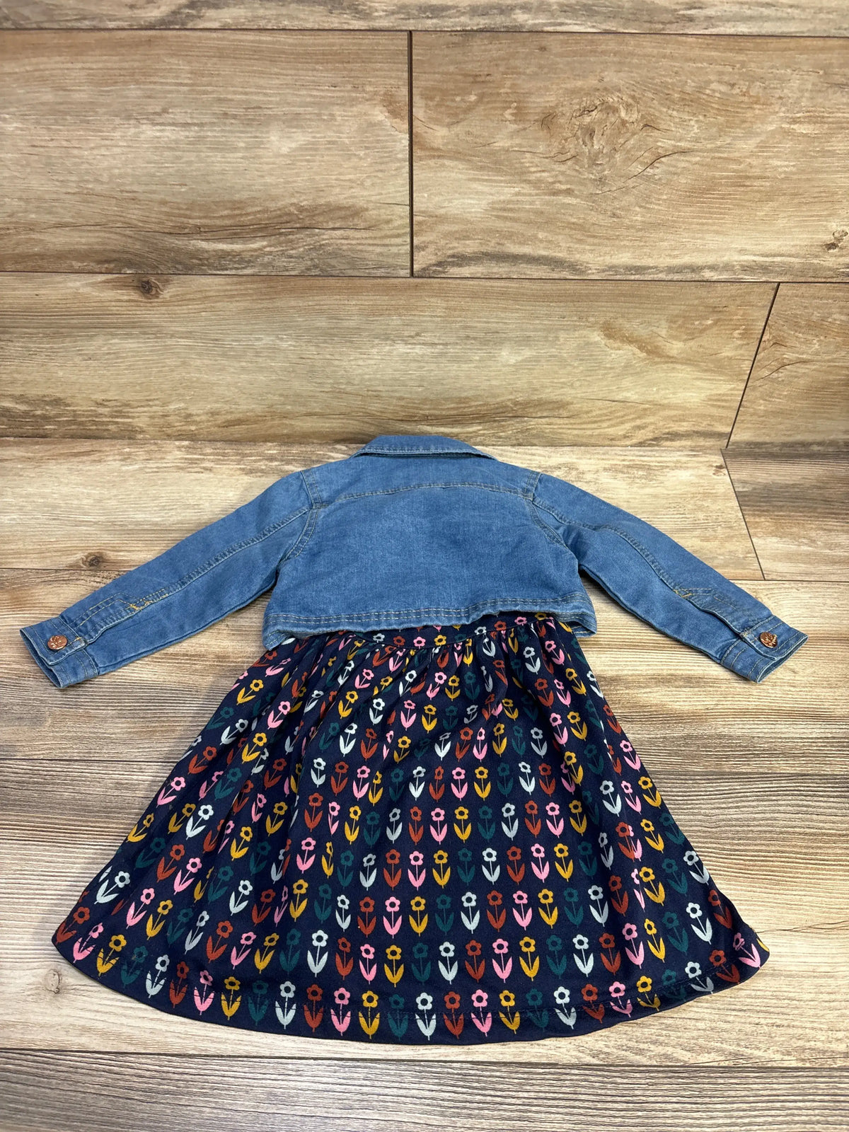 Picapino 2pc Floral Dress & Denim Jacket Blue sz 18m