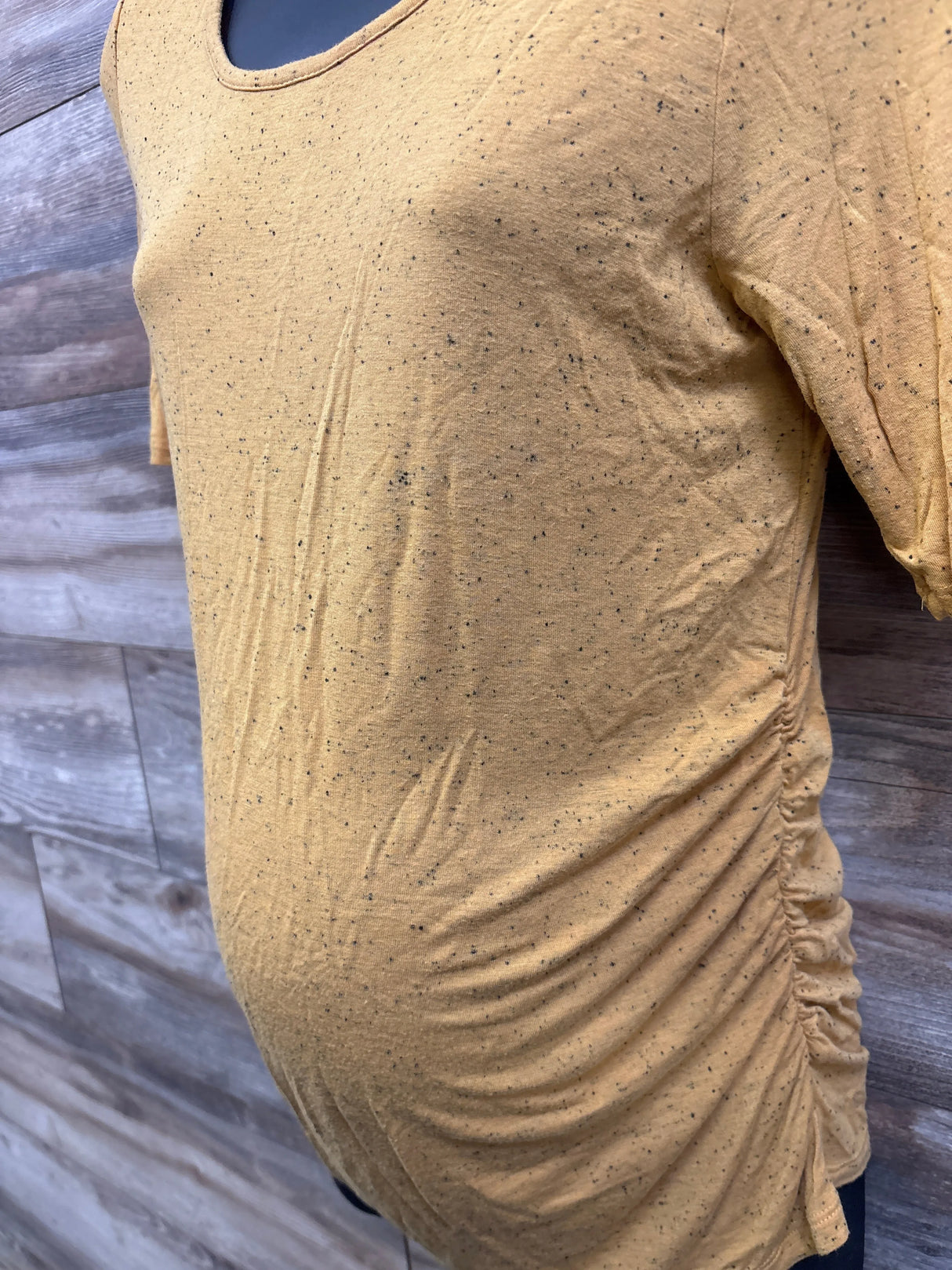 Sonoma Maternity Ruched Short Sleeve Shirt Yellow sz Medium