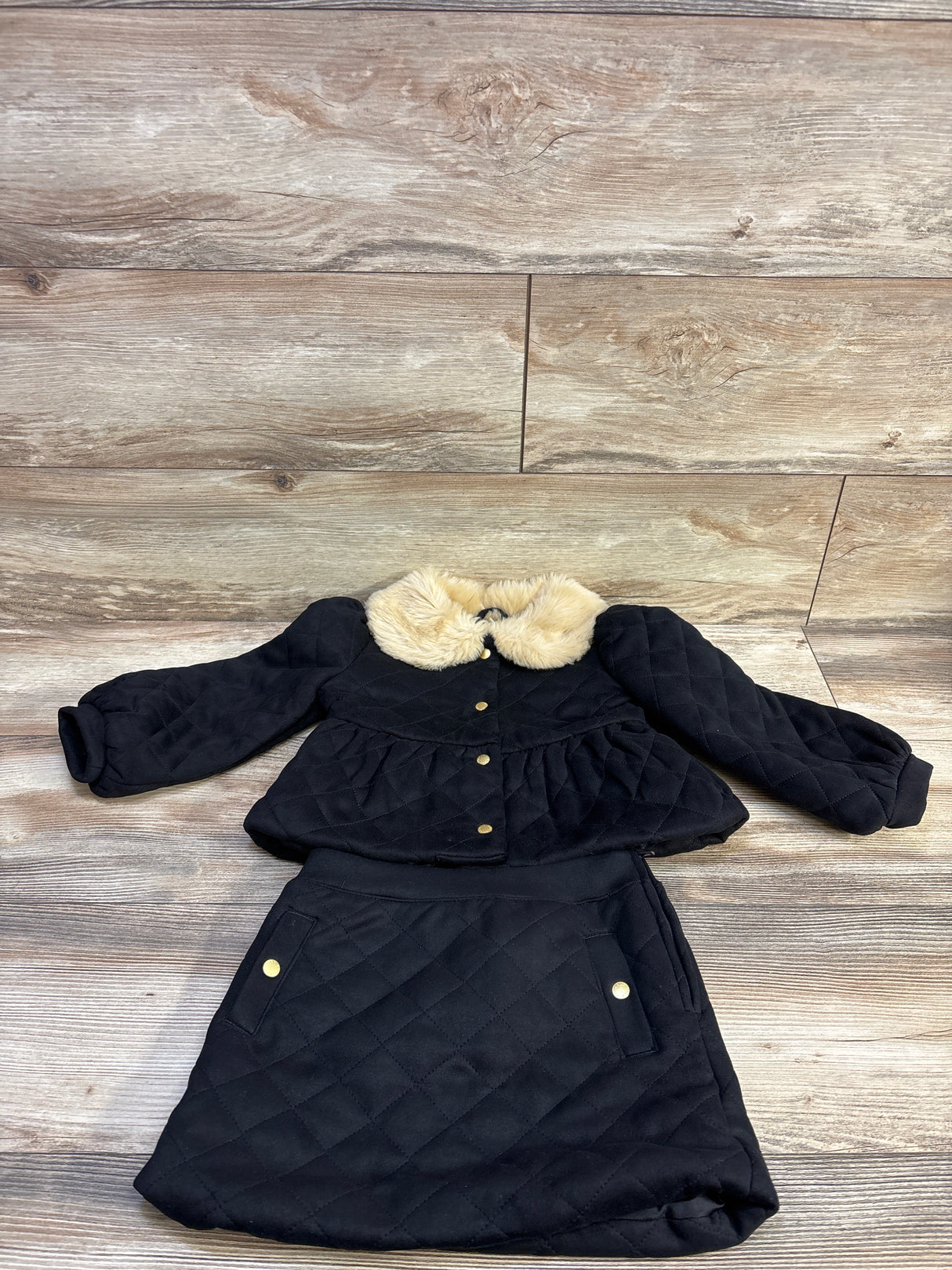 Janie & Jack 2pc The Sueded Peplum Jacket & Skirt Set Black sz 3-4T