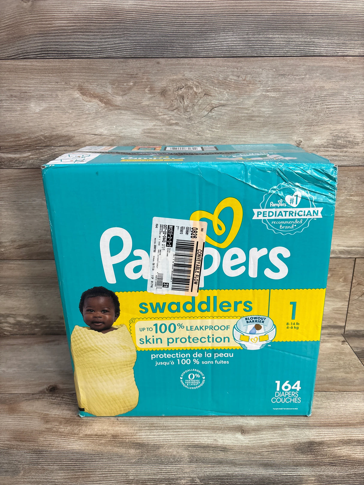 NEW Box of Pampers Swaddlers Disposable Diapers 164ct. Size 1