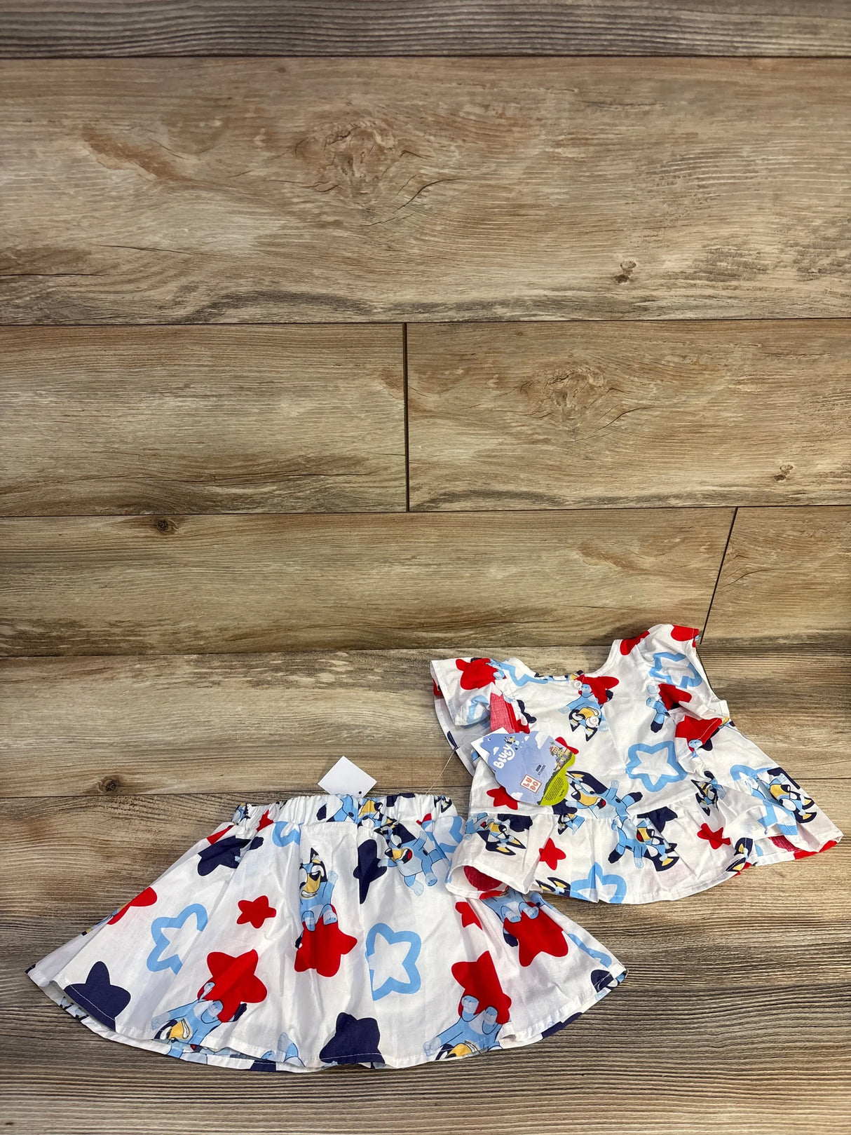 NEW Bluey 2pc Fourth of July Peplum Top & Skort Set White sz 12m