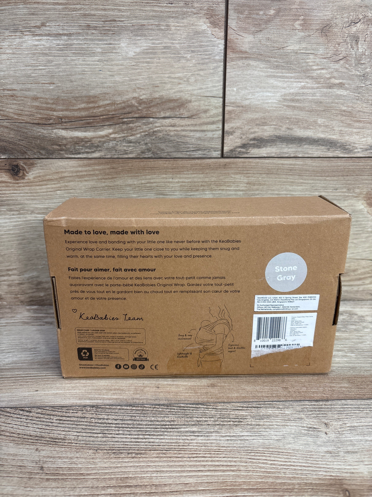 KeaBabies Original Baby Wrap Carrier - Grey 7-35lbs