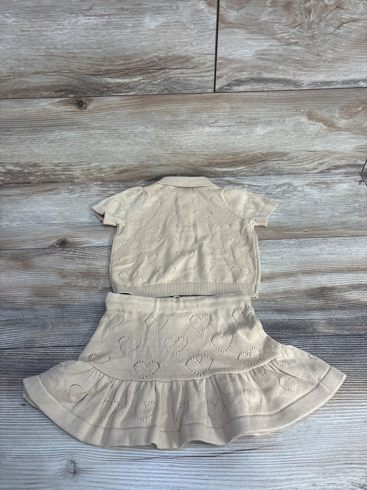 NEW H&M 2pc Heart Knit Set Beige sz 6m