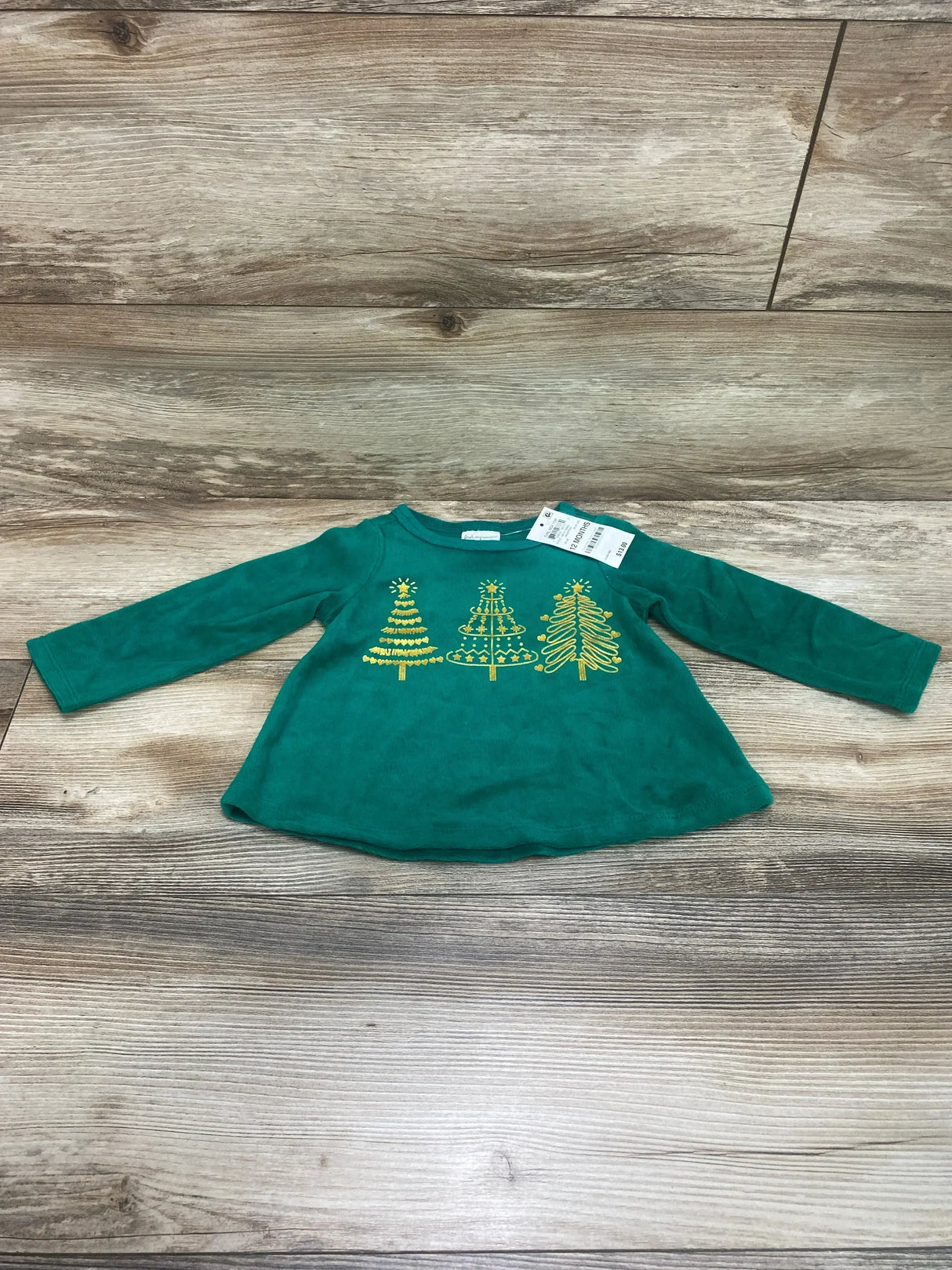 NEW First Impressions Tree Velour Top Green sz 12m - Me n Mommy To Be