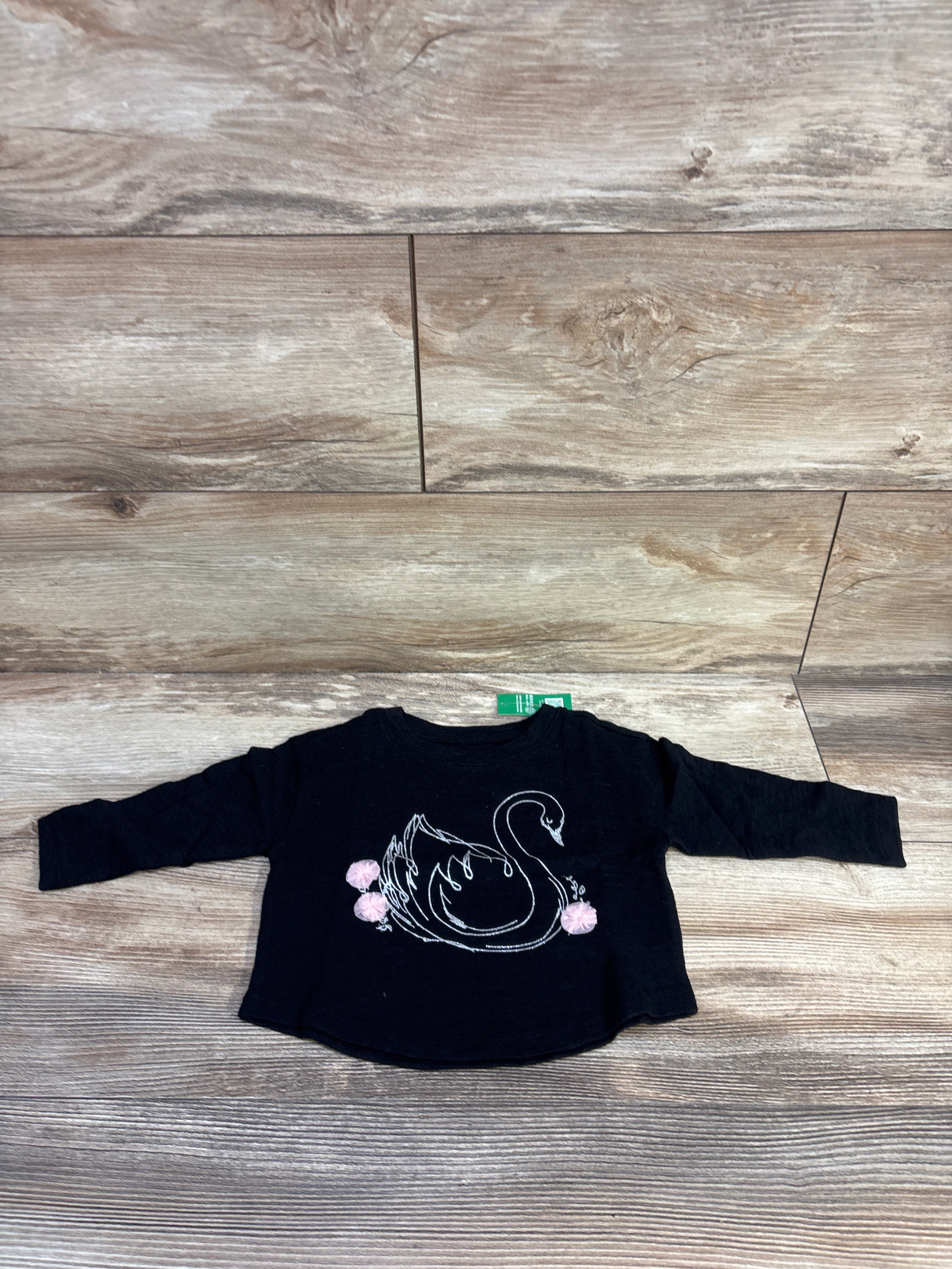 NEW Baby Gap Long Sleeve Graphic Swan Shirt Black sz 6-12m