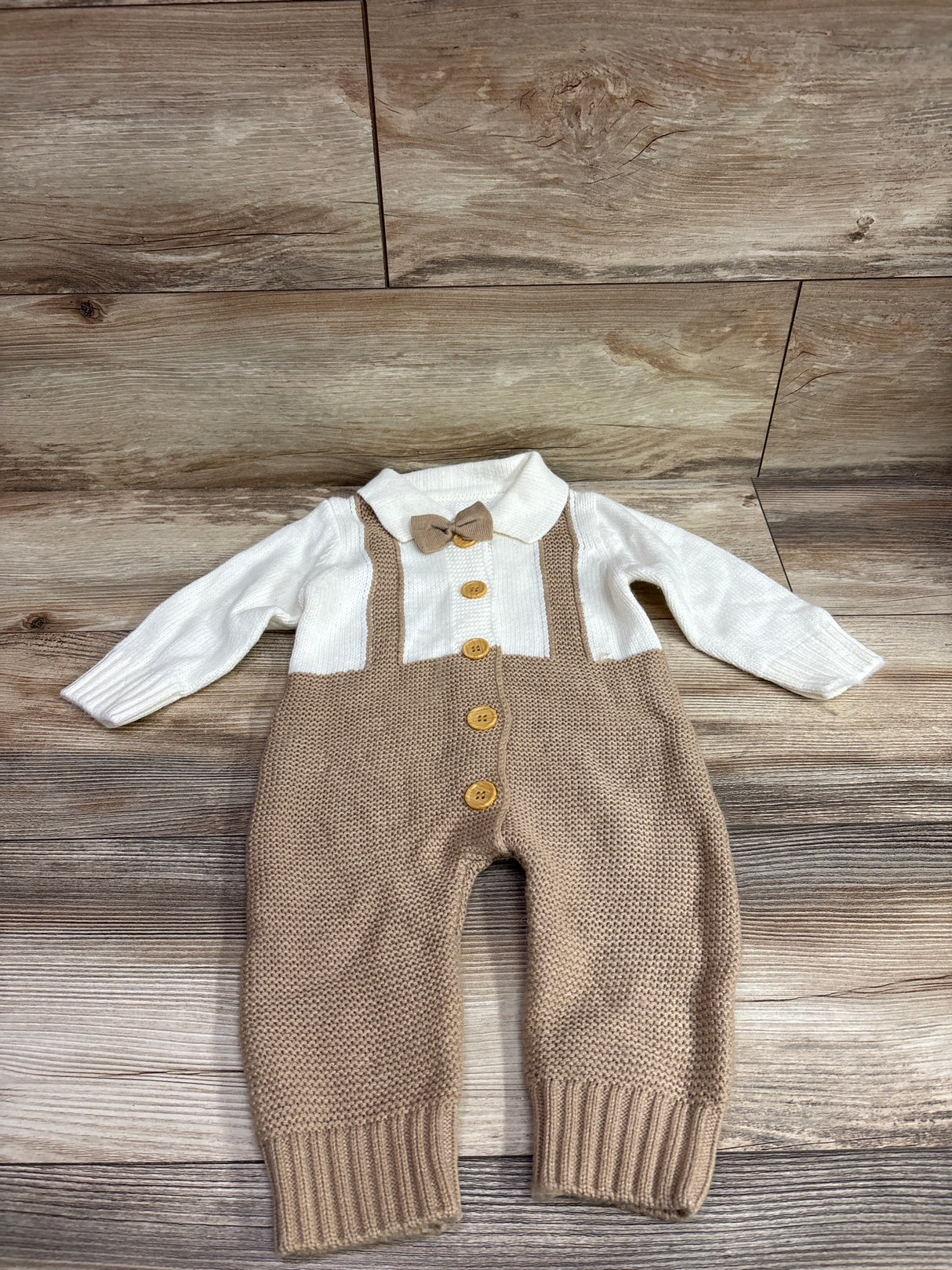 Xingqing Sweater-Knit Gentlemen Coverall White sz 6/9m