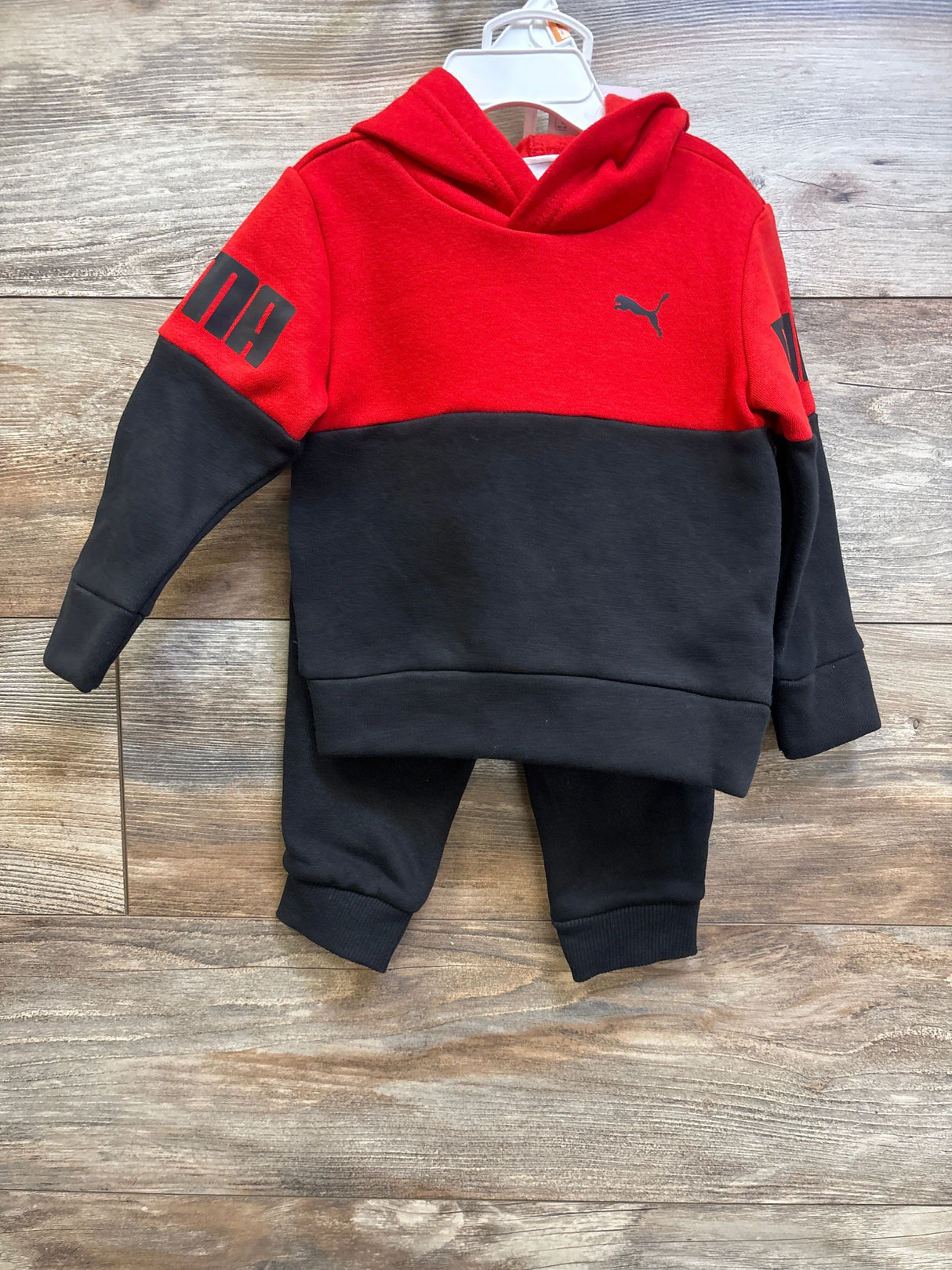 NEW Puma 2pc Pullover Hoodie & Joggers Set Red sz 12m