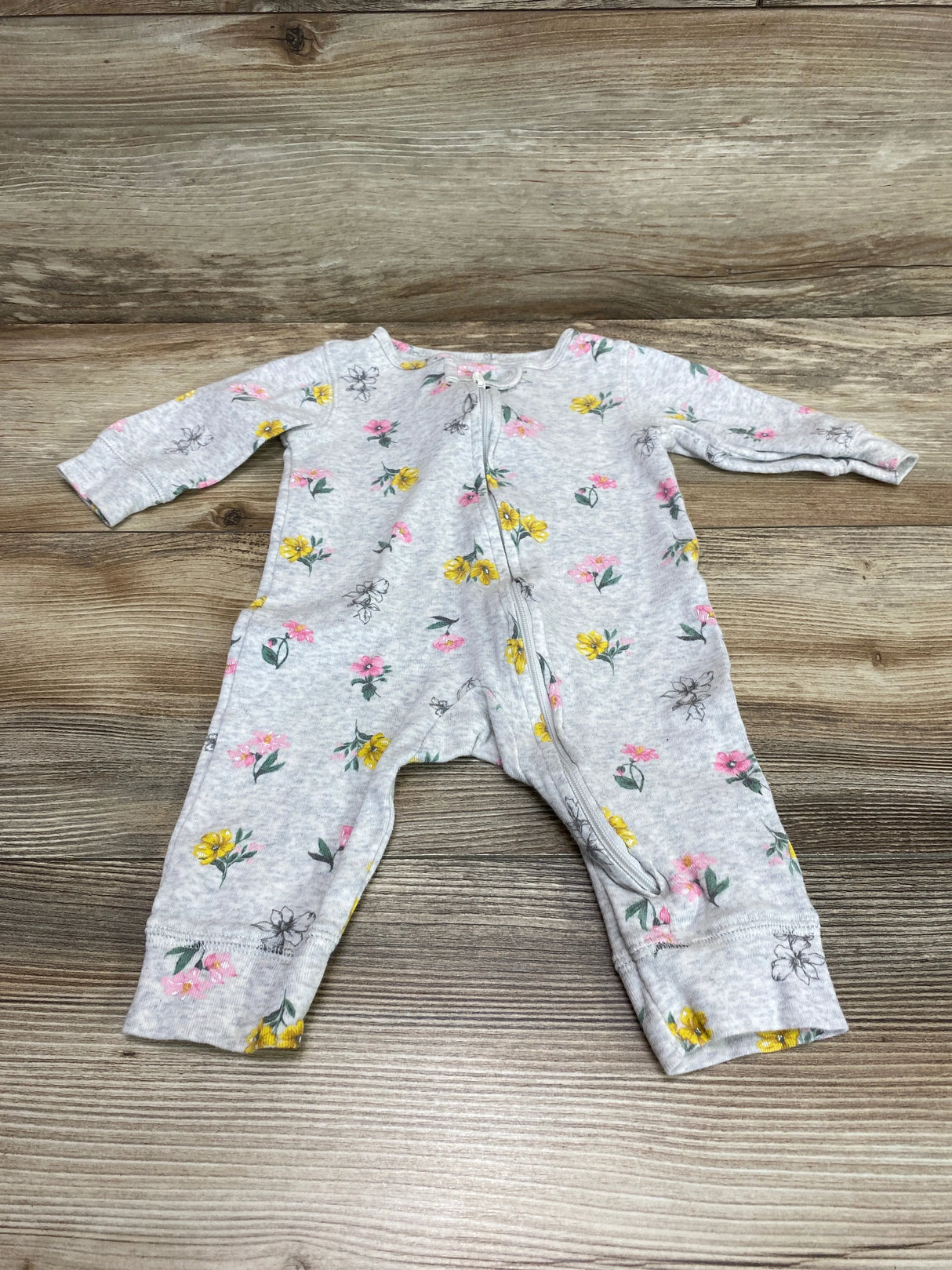 Carter's Floral Footless Sleeper Grey sz 3m - Me n Mommy To Be