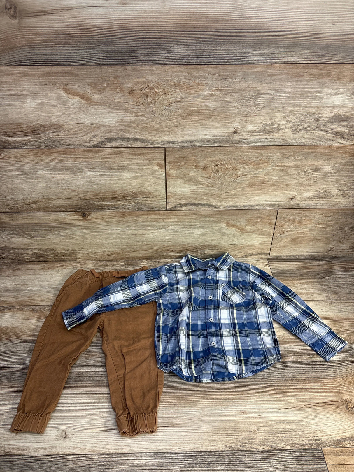 Ben Sherman 2pc Plaid Button Up Shirt & Pants Set Blue sz 24m