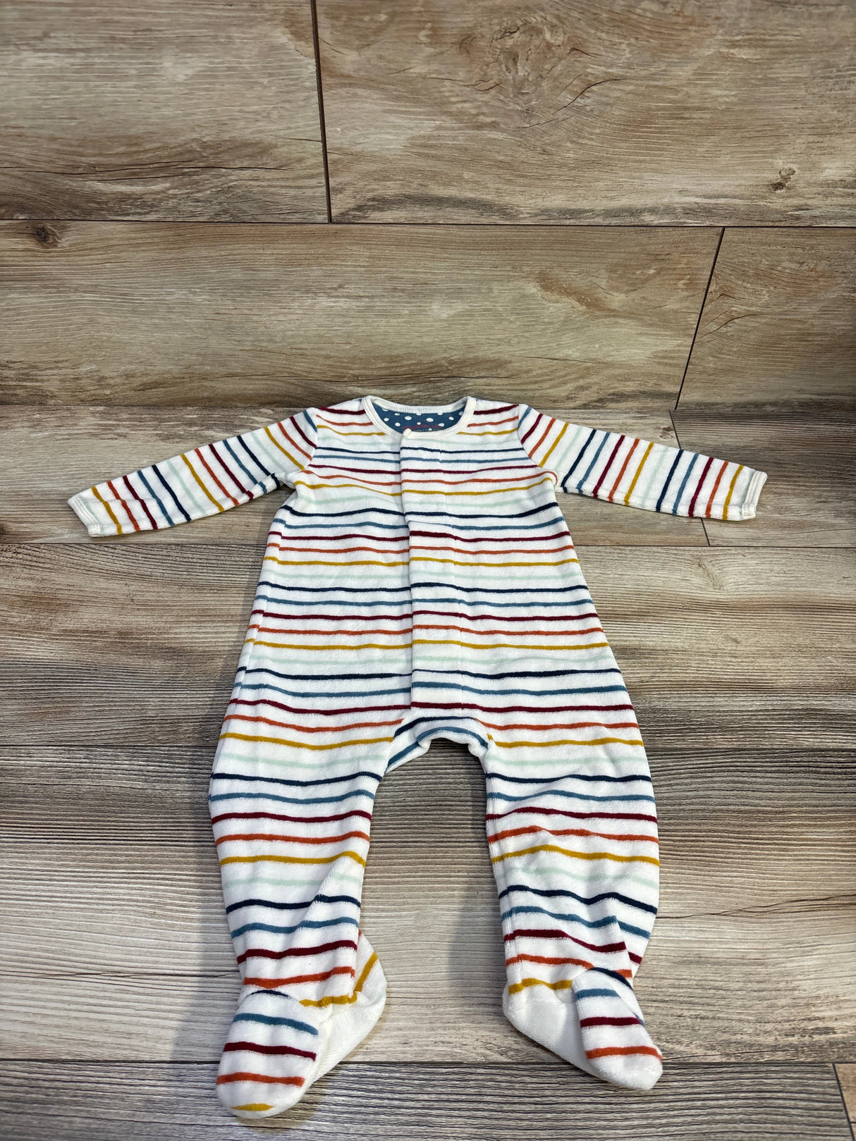 Magnetic Me Striped Velour Footie Sleeper White sz 3-6m