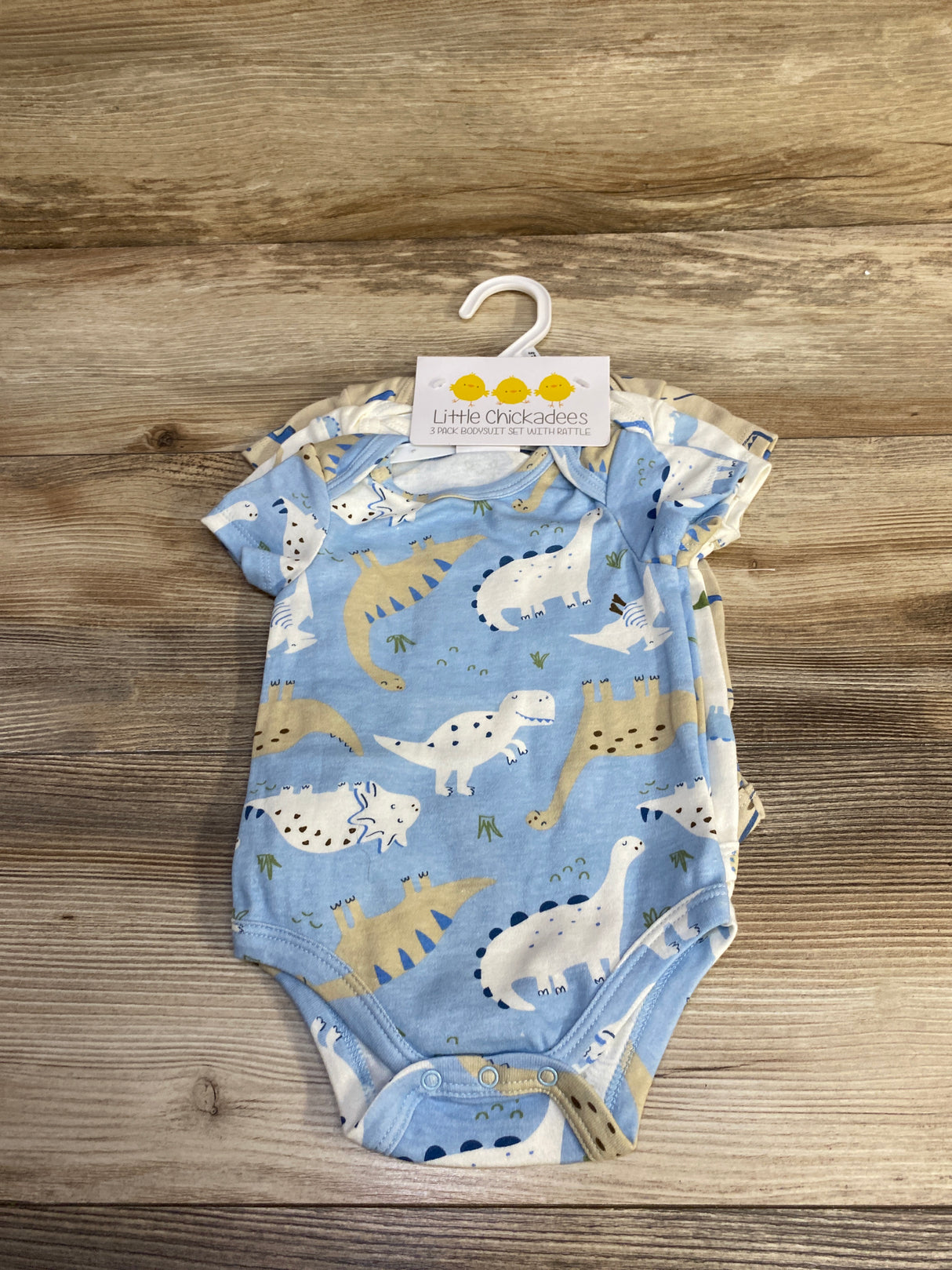 NEW Little Chickadees 3pk Bodysuits Blue sz 6/9m