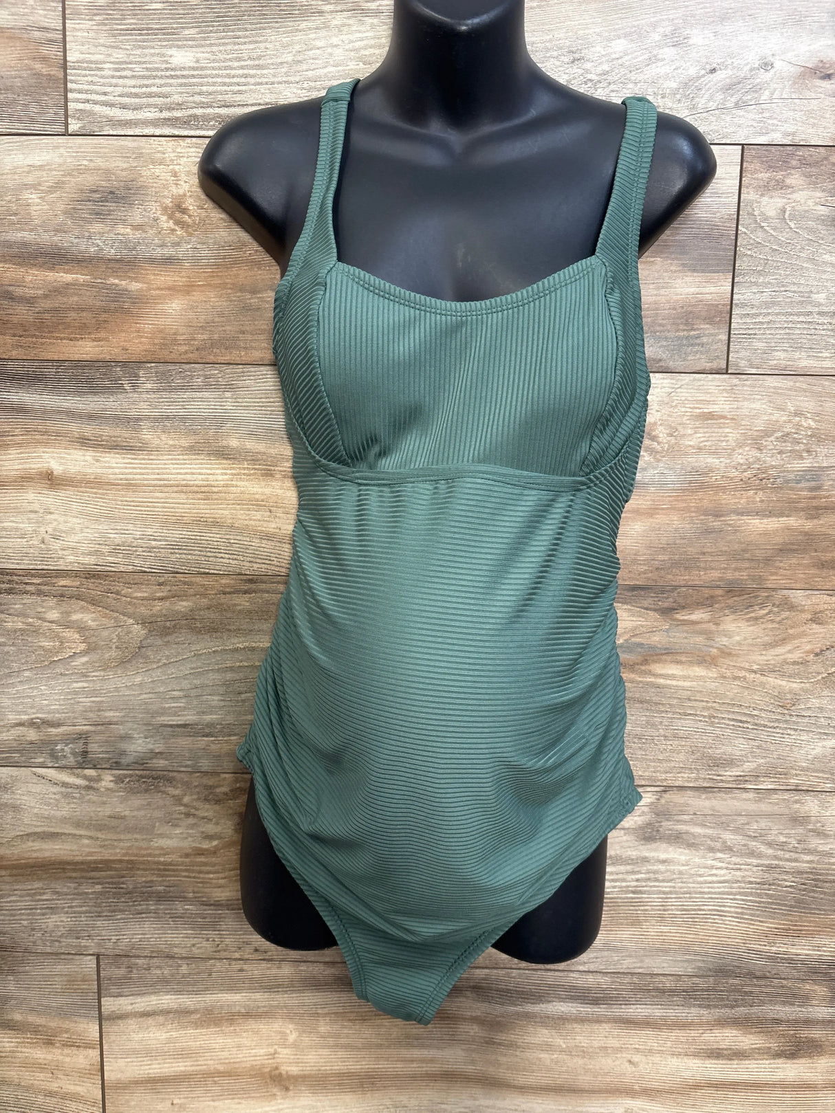 NEW Cupshe Maternity Ribbed Tie-Back 1pc Swimsuit Green sz Large