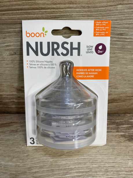 NEW Boon NURSH Silicone Bottle Nipples 3pk Slow Flow 0m+ - Me n Mommy To Be