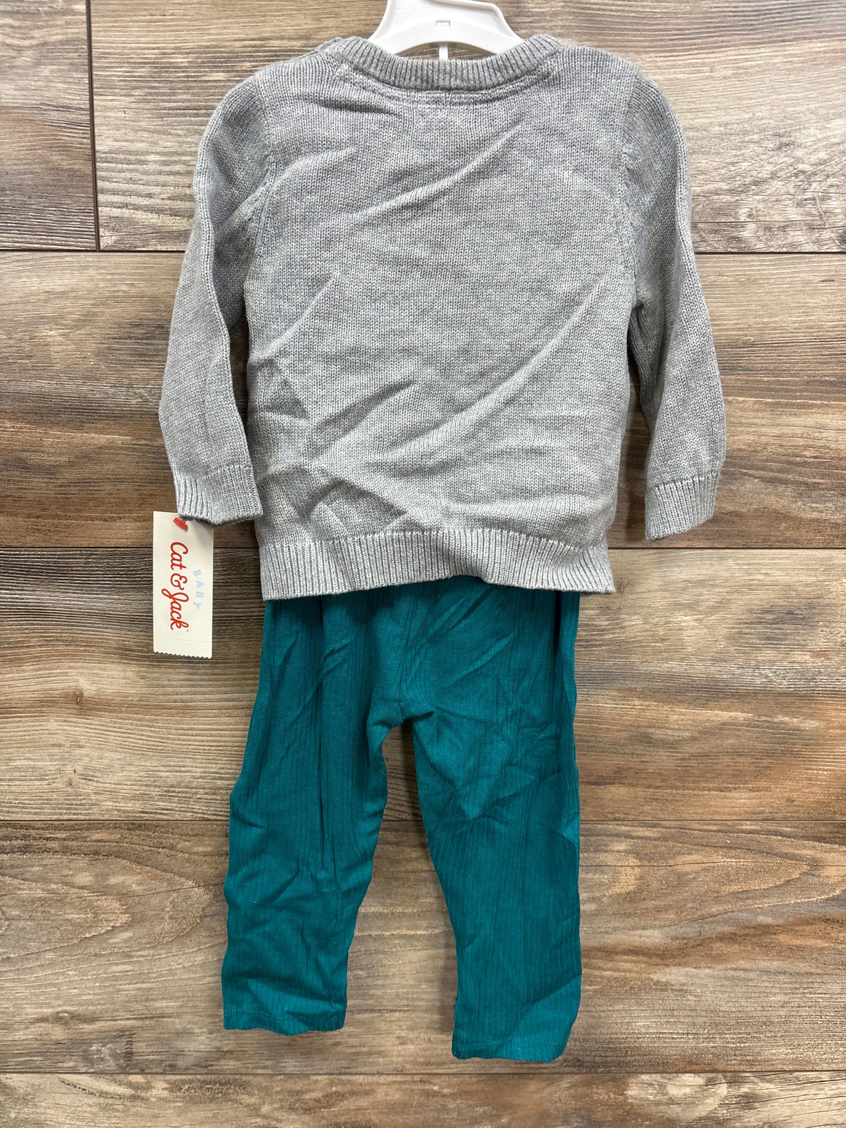 NEW Cat & Jack 2pc Chunky Knit Sweater & Ribbed Pants Set Grey sz 12m