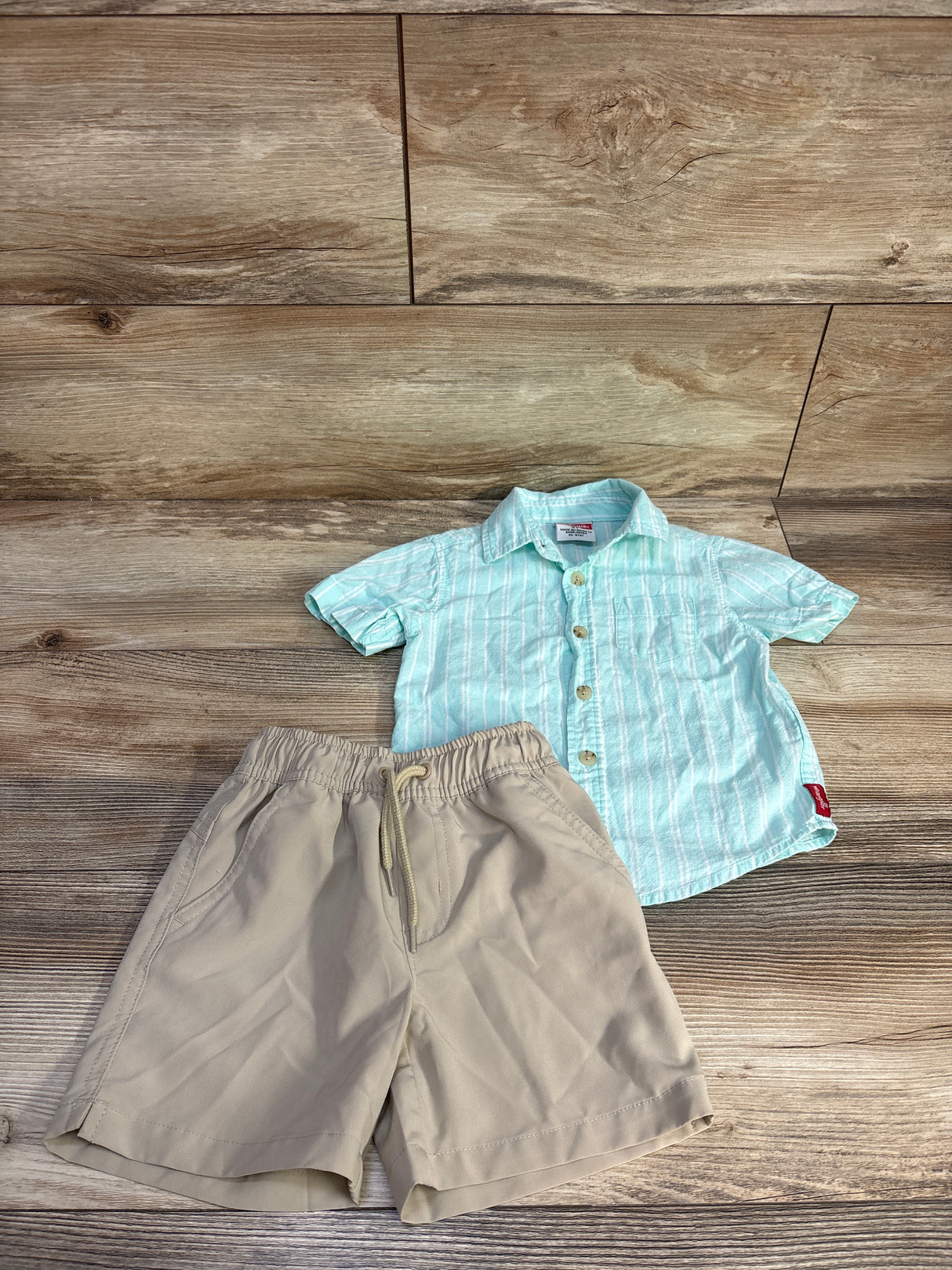 Wrangler 2pc Button-Up Shirt & Board Shorts Set Blue sz 2T