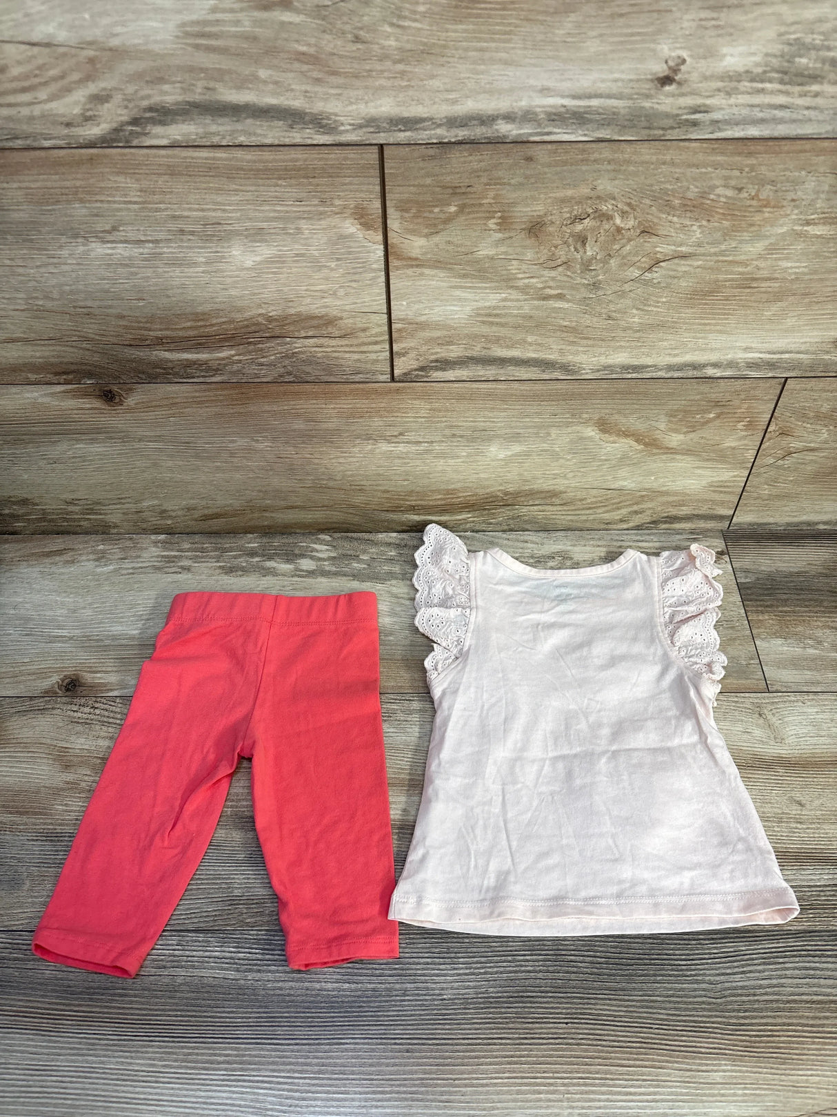 Dip 2pc Eyelet Sleeve Shirt & Pants Set Pink sz 12-18m