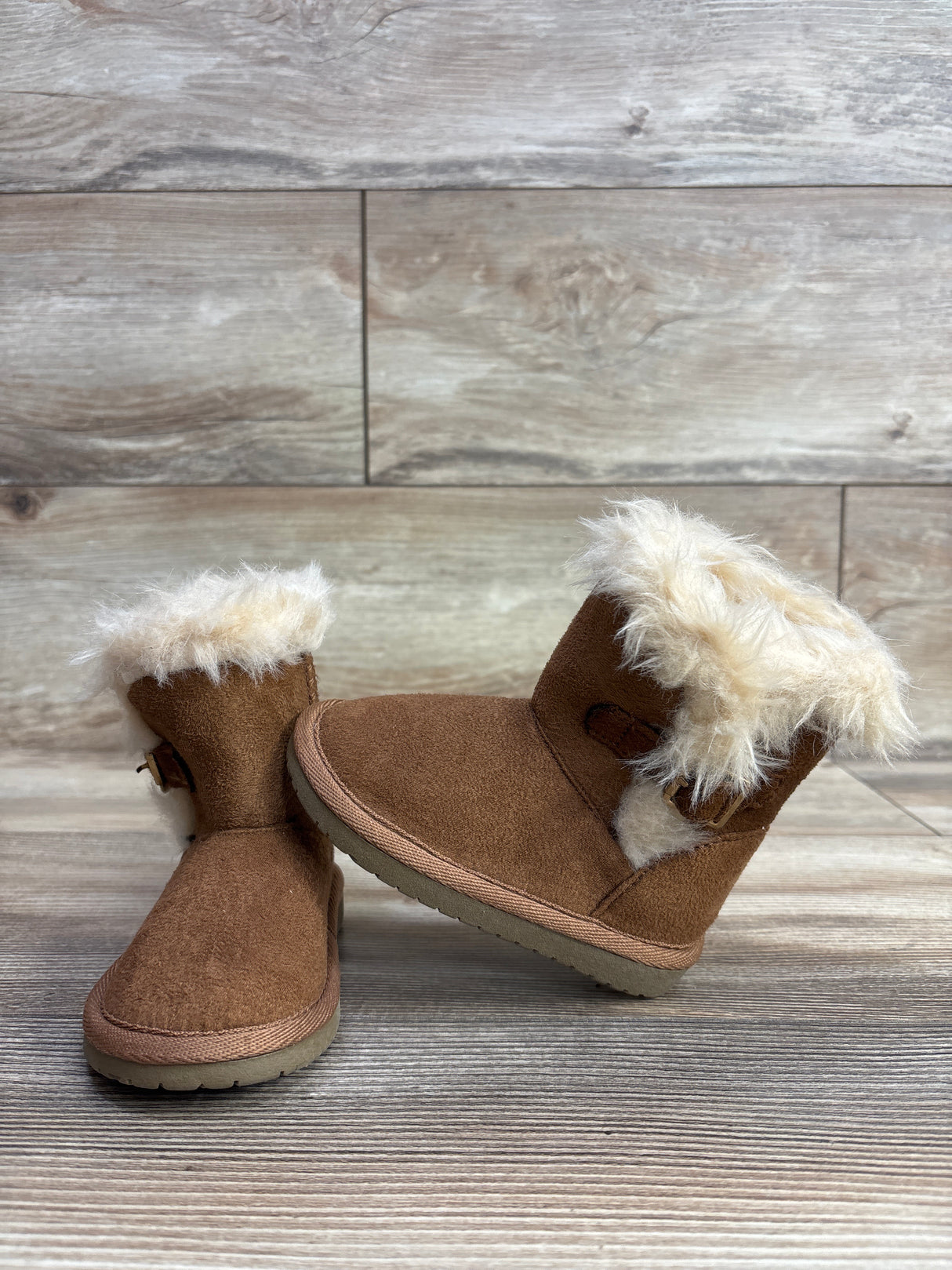 Children's Place Lightweight Fur-Lined Boots Brown sz 5c