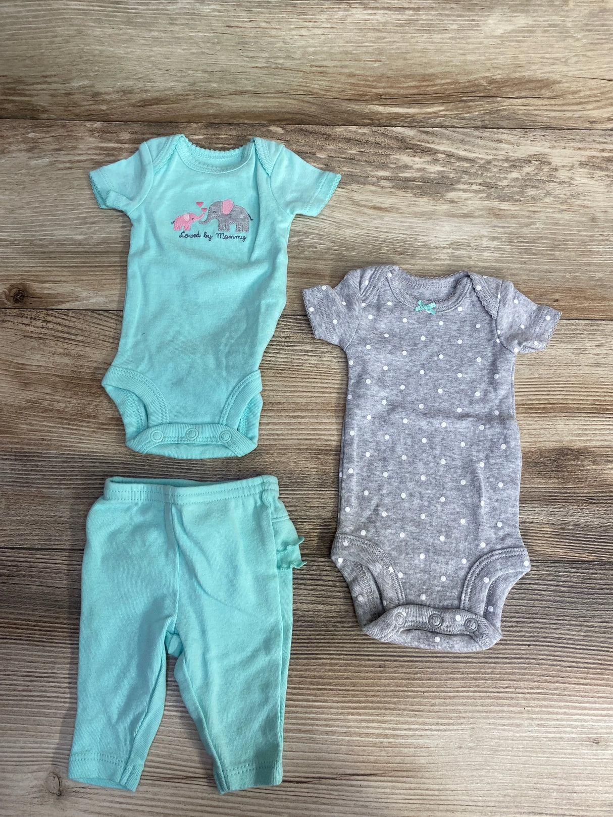 Simple Joys 3pk Elephant Bodysuit Set Teal sz Preemie