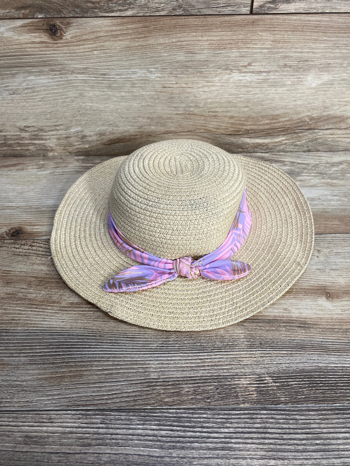 Purple/Pink Bow Straw Hat sz 2T-4T - Me n Mommy To Be