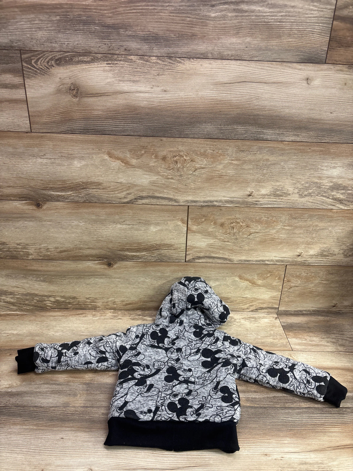 Disney Junior Mickey Mouse grey and black sherpa full-zip hooded jacket for toddlers
