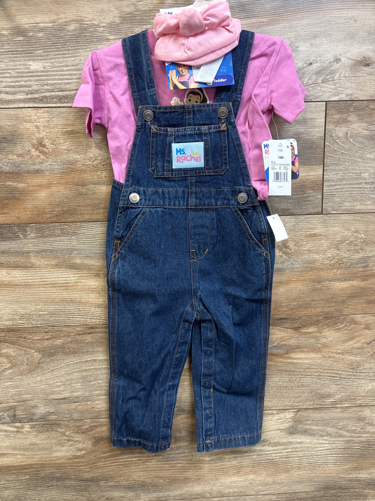 NEW Ms Rachel 3pc Shirt & Overall Set Pink sz 18m