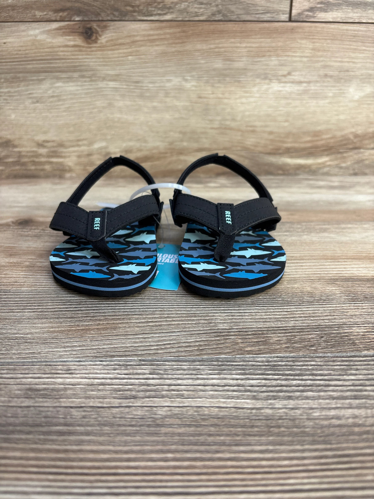 NEW Reef Little Uni Flip Flops in Blue Sharks sz 7c - Me n Mommy To Be