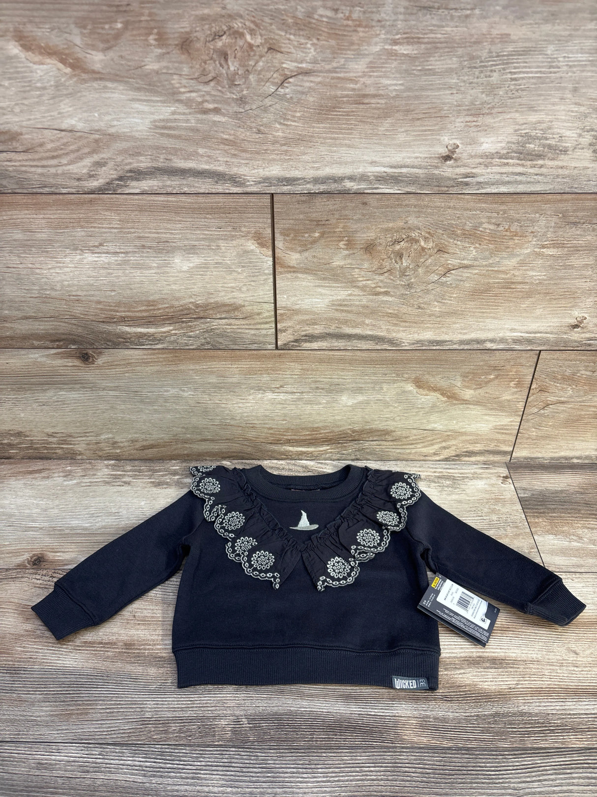 NEW Modern Moments x Wicked Elphaba Eyelet Ruffle Sweatshirt Grey sz 12m