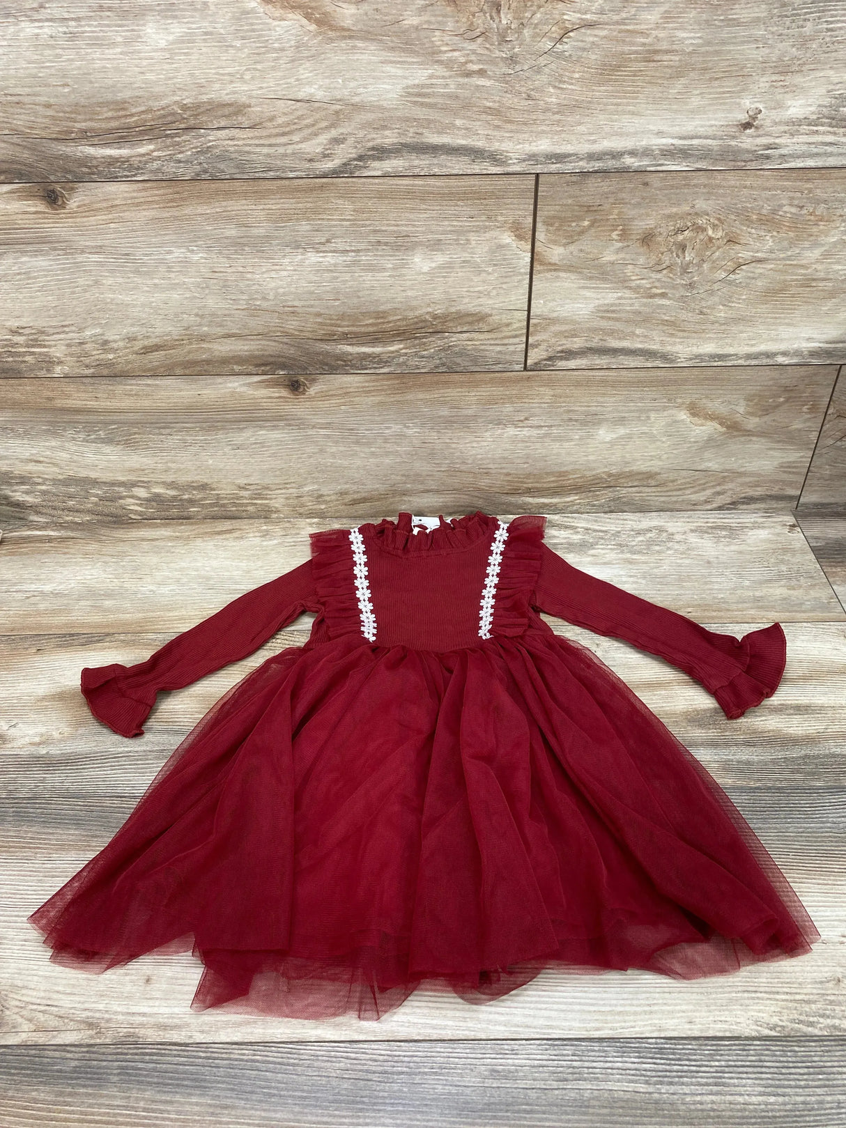 NEW Sisidolls Ruffle Tulle Dress Burgundy sz 18-24m - Me n Mommy To Be