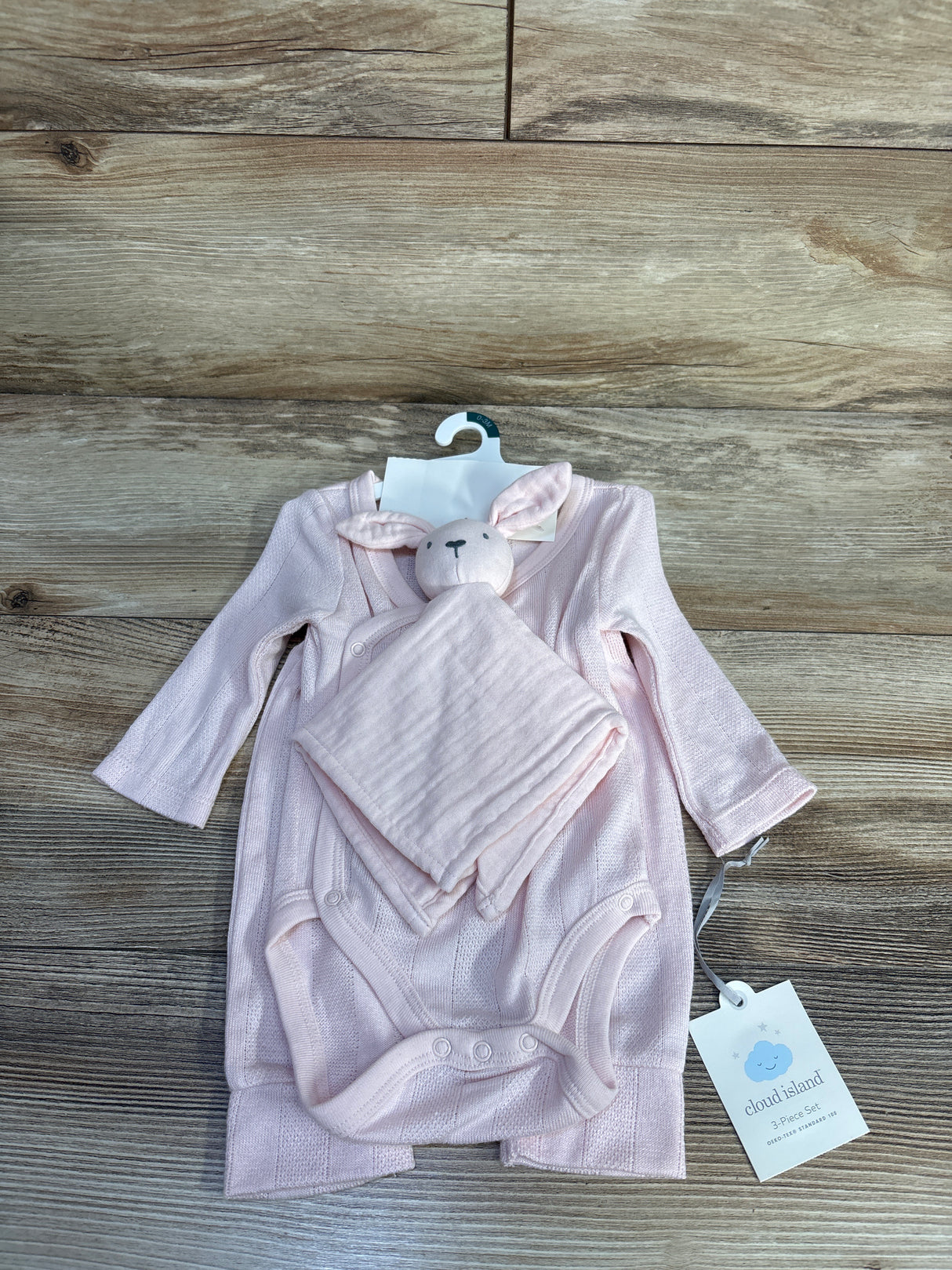 NEW Cloud Island 3pc Bodysuit, Pants, & Lovey Toy Pink sz 0-3m