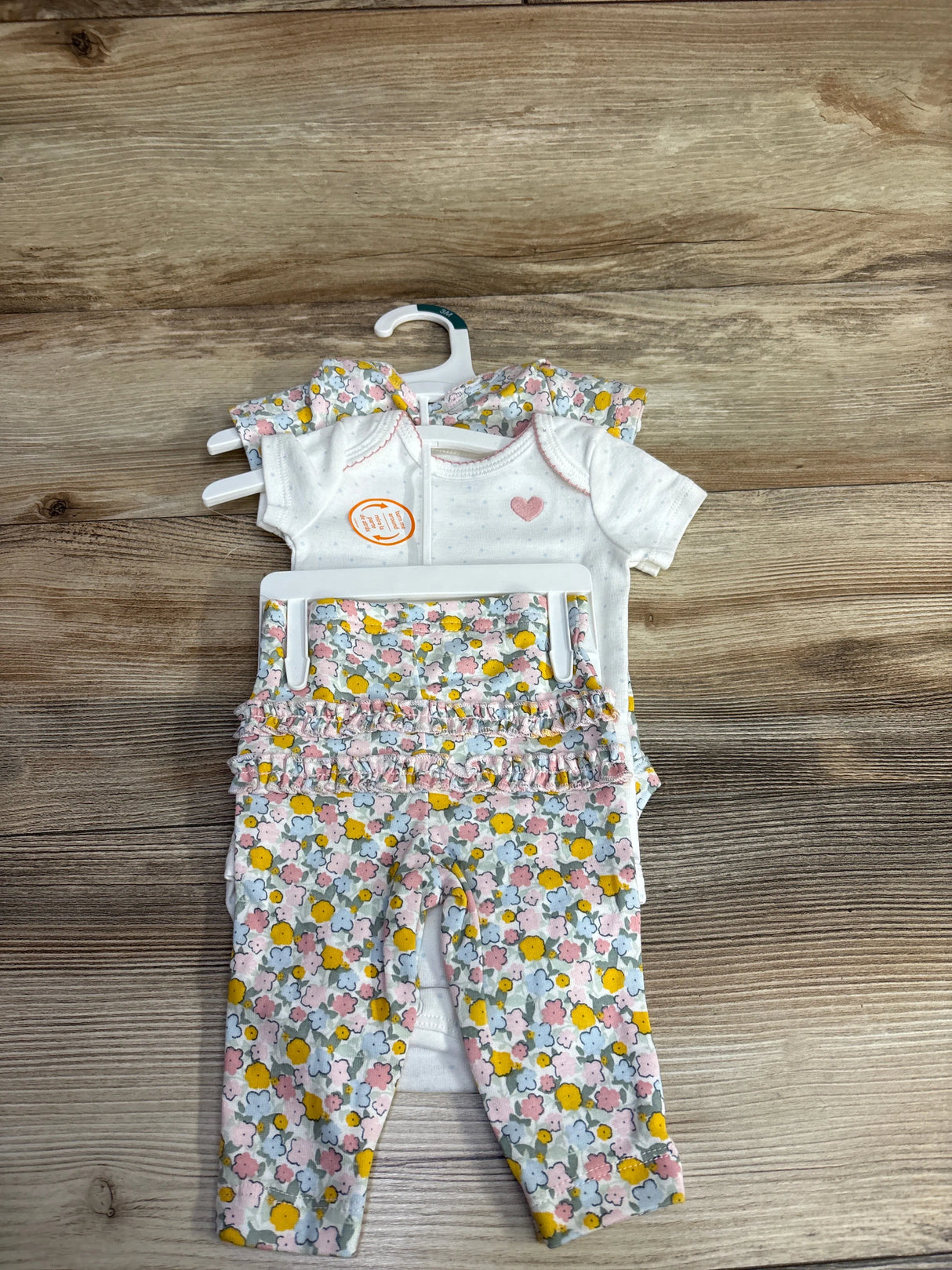 NEW Just One You 3pc Floral Bodysuit Set White sz 3m