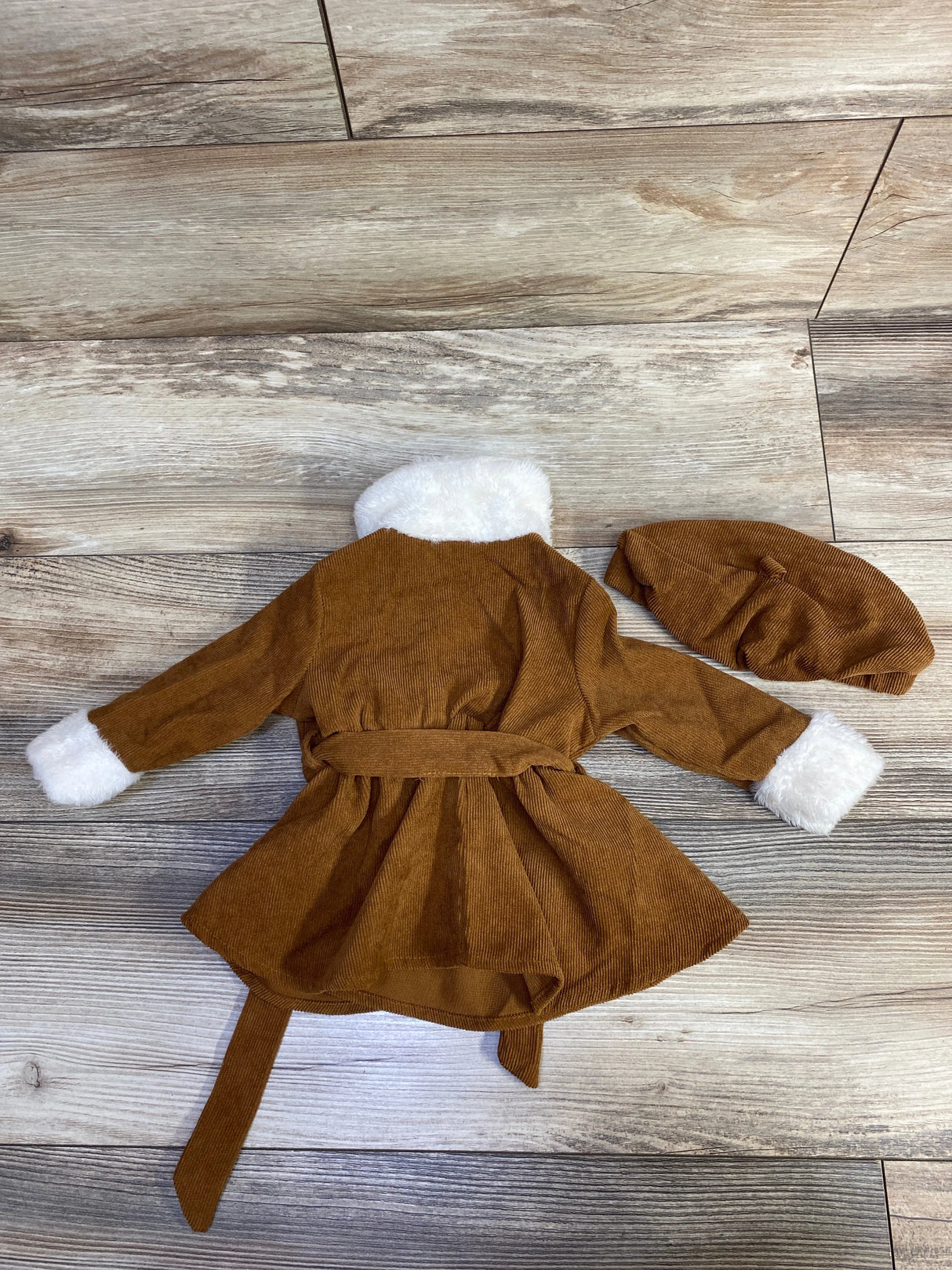 Cozy Cub 2pc Corduroy Faux Fur Dress & Hat Caramel sz 0-3m