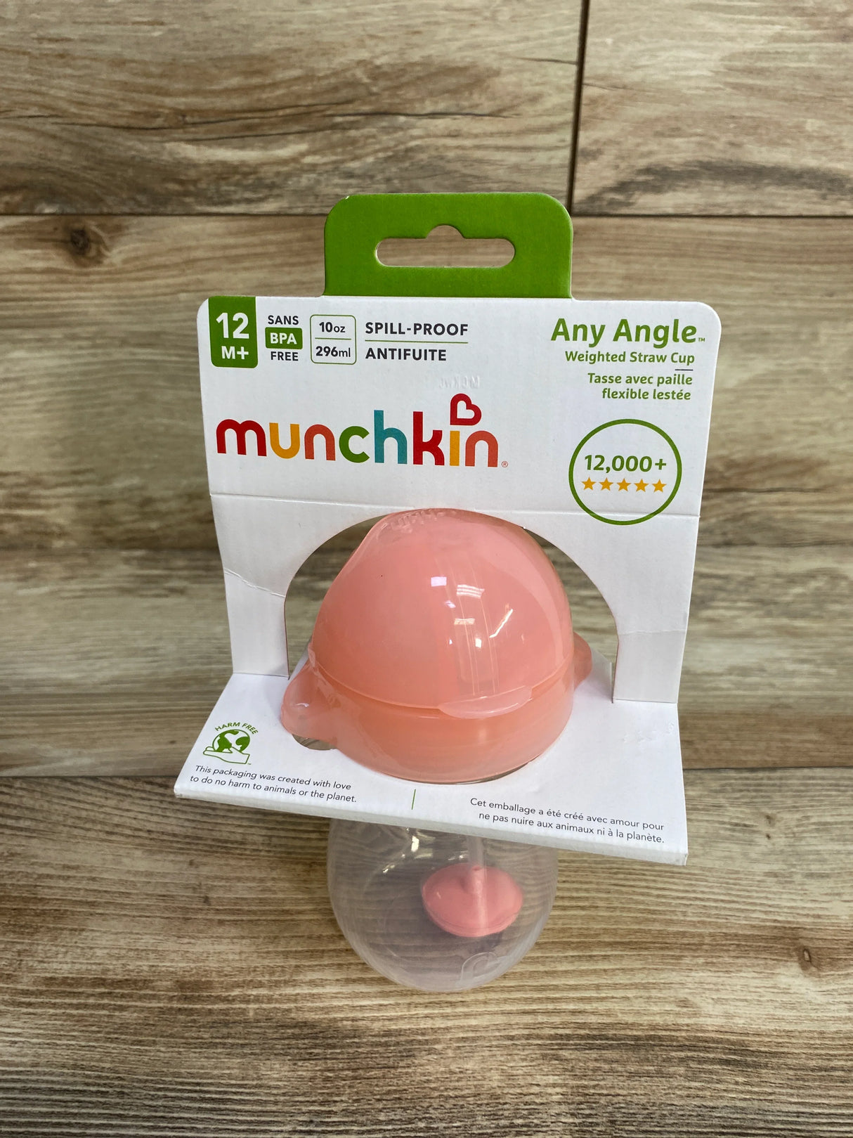 NEW Munchkin Any Angle Weighted Straw Cup Pink 10oz