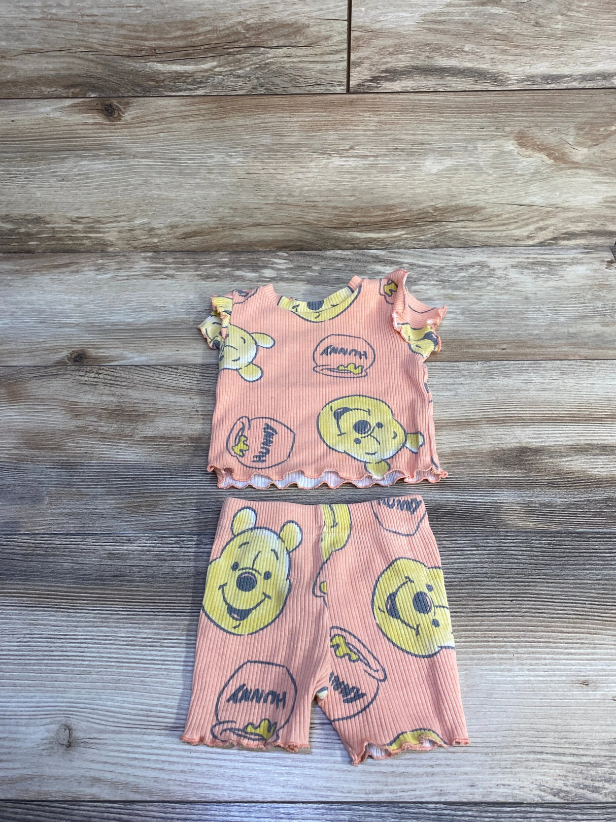 Disney Baby 2pc Ribbed Winnie The Pooh Shirt & Shorts Coral sz 0-3m (Copy)