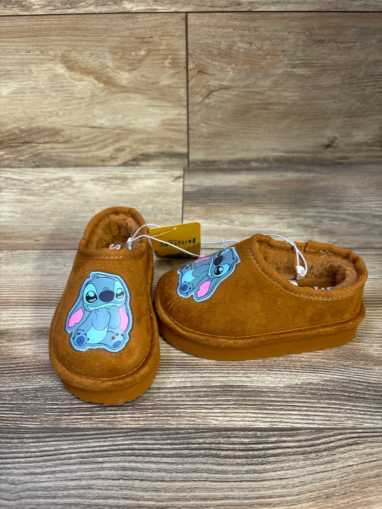 NEW Disney Stitch Fur Lined House Shoes Brown sz 6c