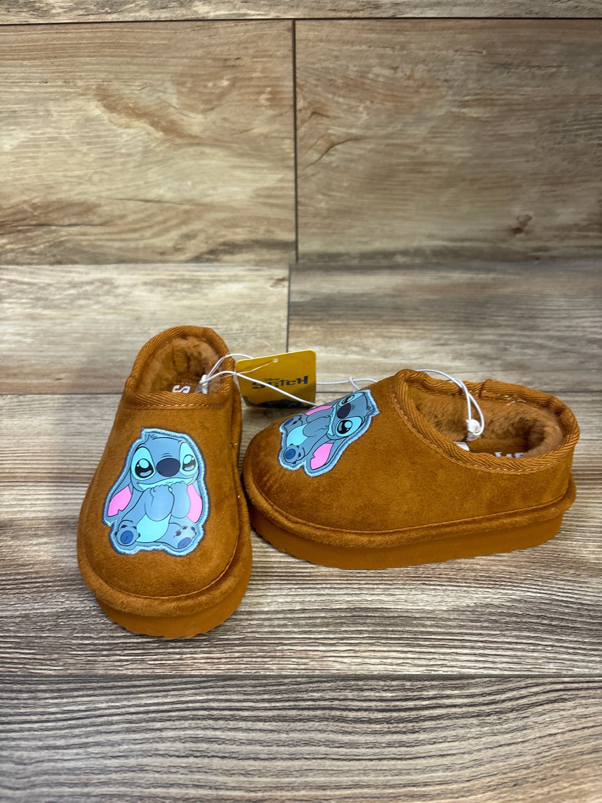 NEW Disney Stitch Fur Lined House Shoes Brown sz 6c