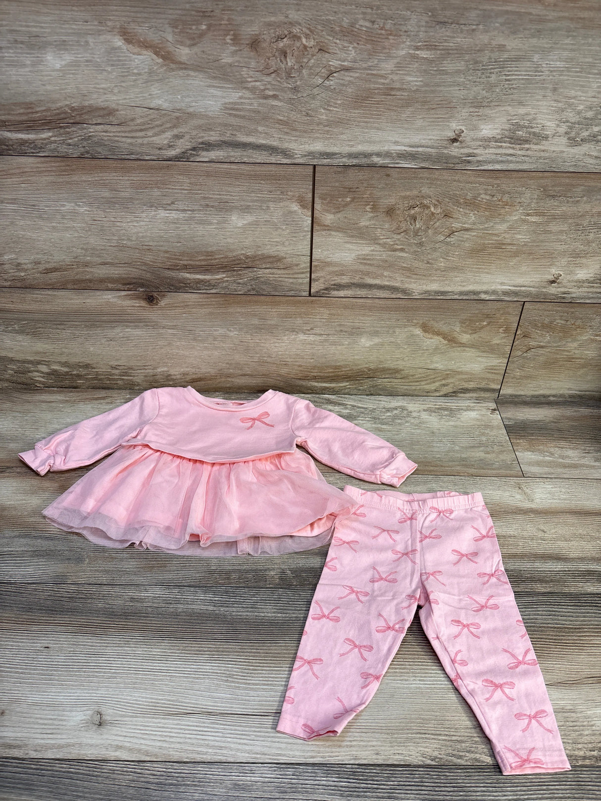 Just One You 2pc Tulle Peplum Shirt & Leggings Pink sz 9m