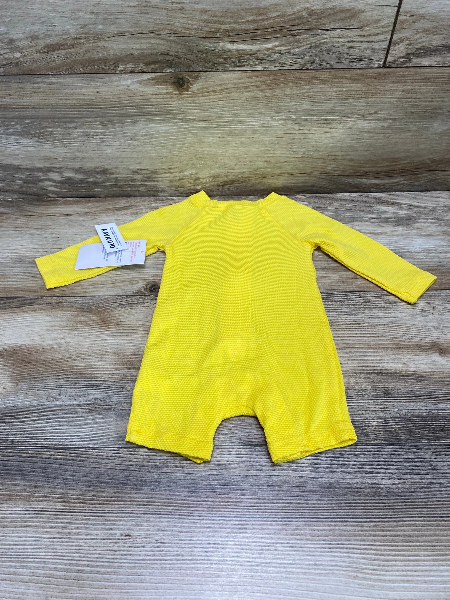 NEW Old Navy Textured Zip-Front Rashguard Romper Swimsuit Yellow sz 0-3m - Me n Mommy To Be