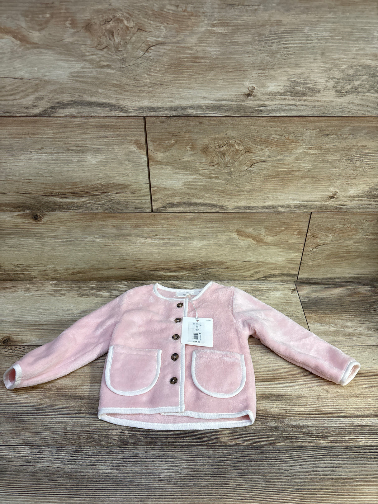 NEW Staring Out Plush Button-Up Jacket Pink sz 12m