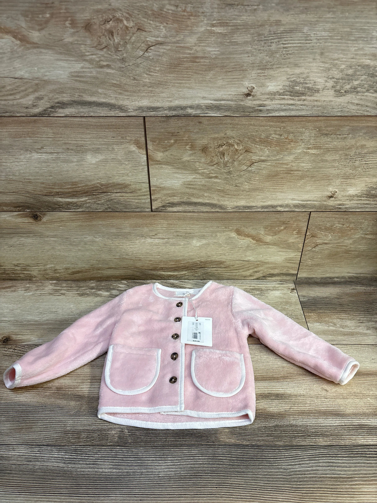 NEW Staring Out Plush Button-Up Jacket Pink sz 12m