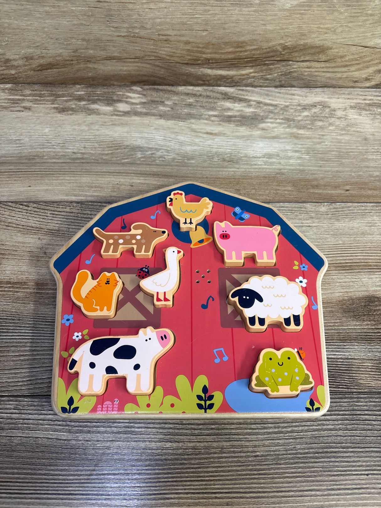 Gigglescape Barnyard Wooden Sound Chunky Puzzle 8pc