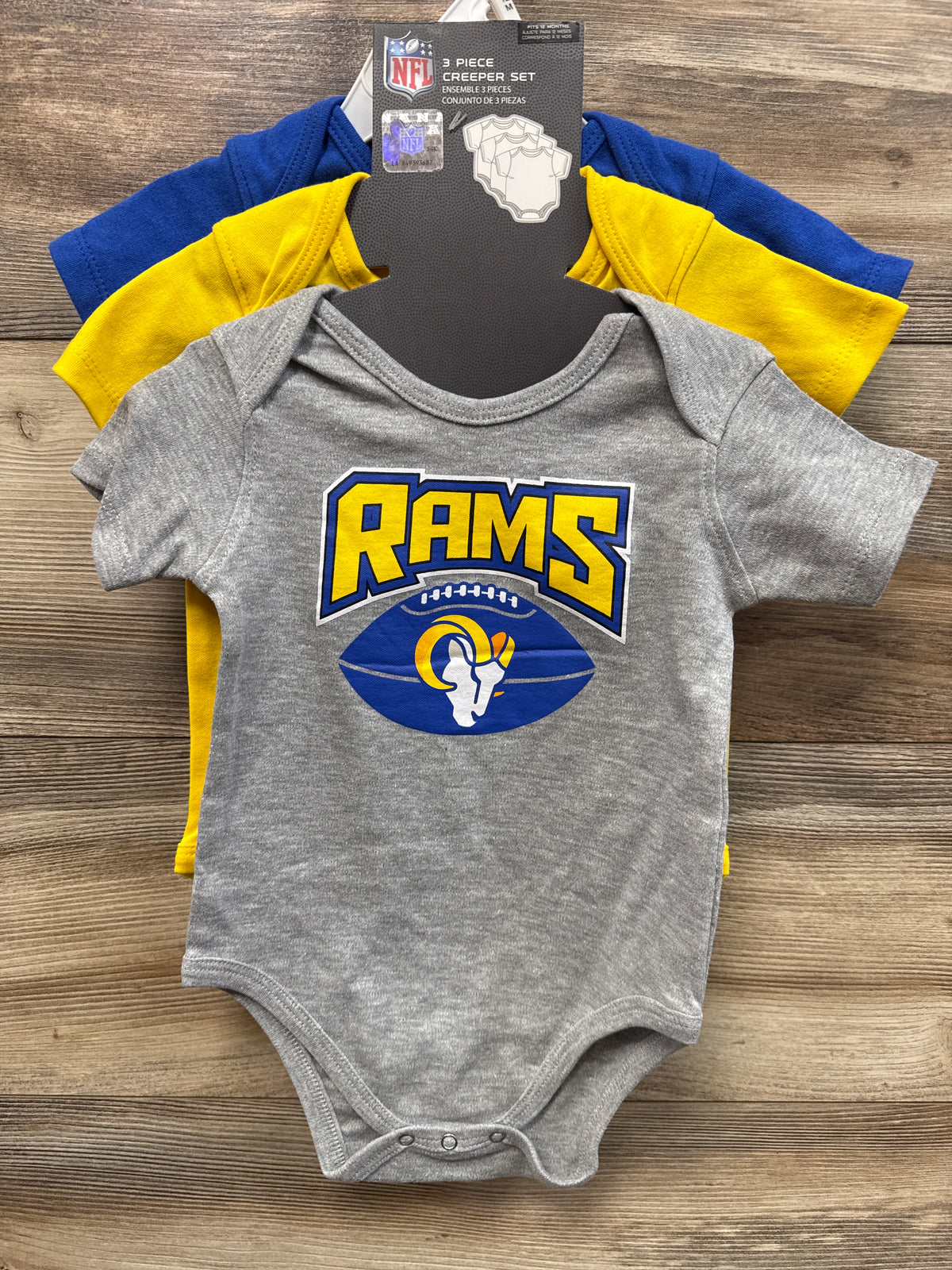 NEW NFL Los Angeles Rams 3pk Creeper Set sz 12m