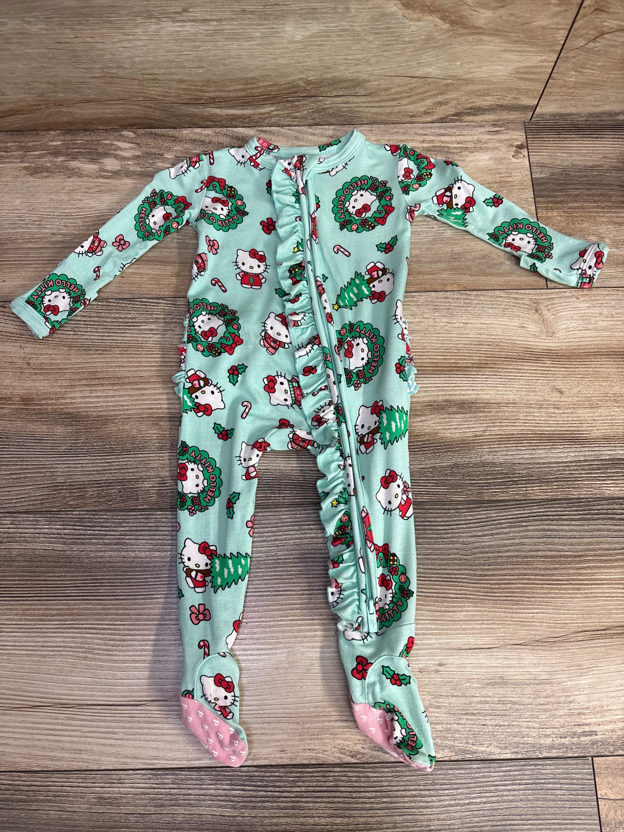 Posh P Hello Kitty Wreath Footie Ruffled Zippered Footie sz 0-3m