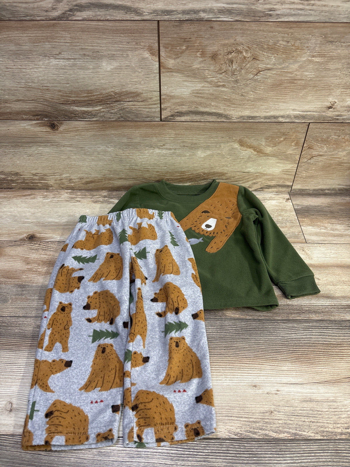 Carter's 2pc Fleece Shirt & Pants Set Green sz 2T