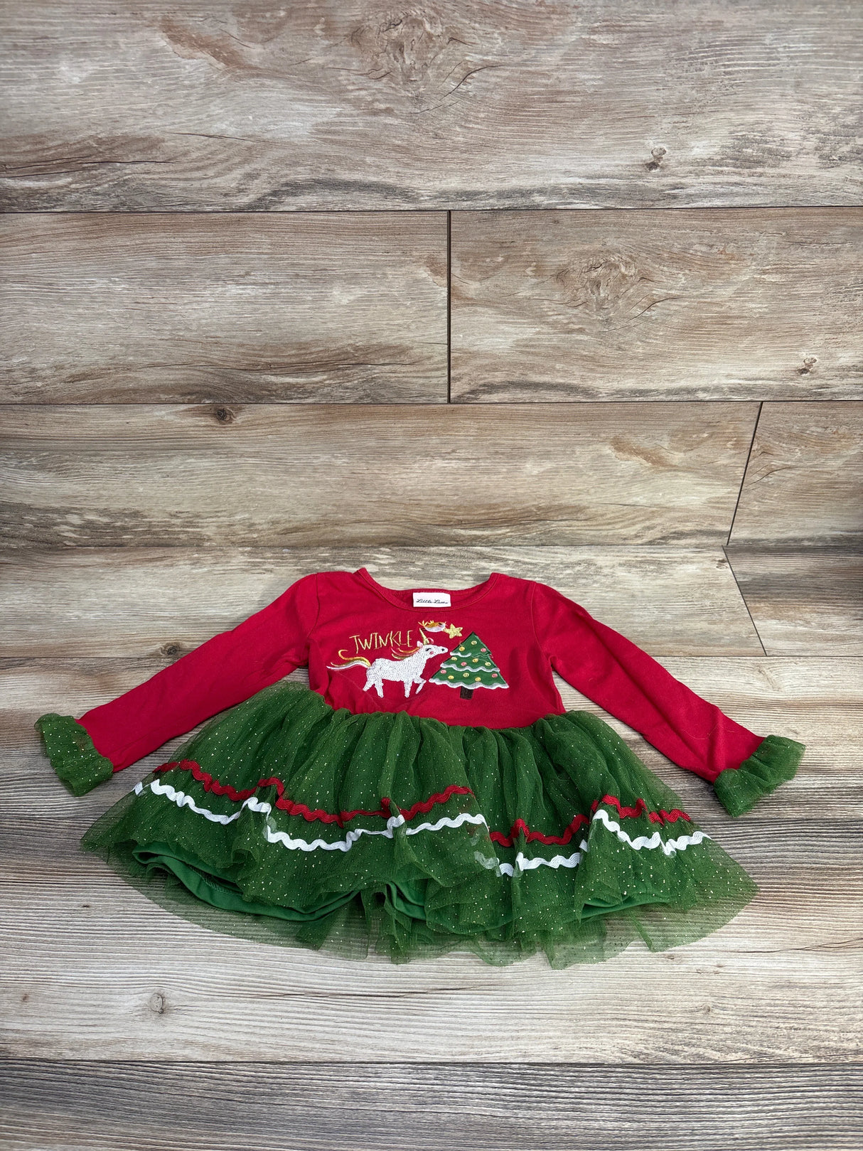 Little Lass Christmas Tulle Dress Red sz 4T