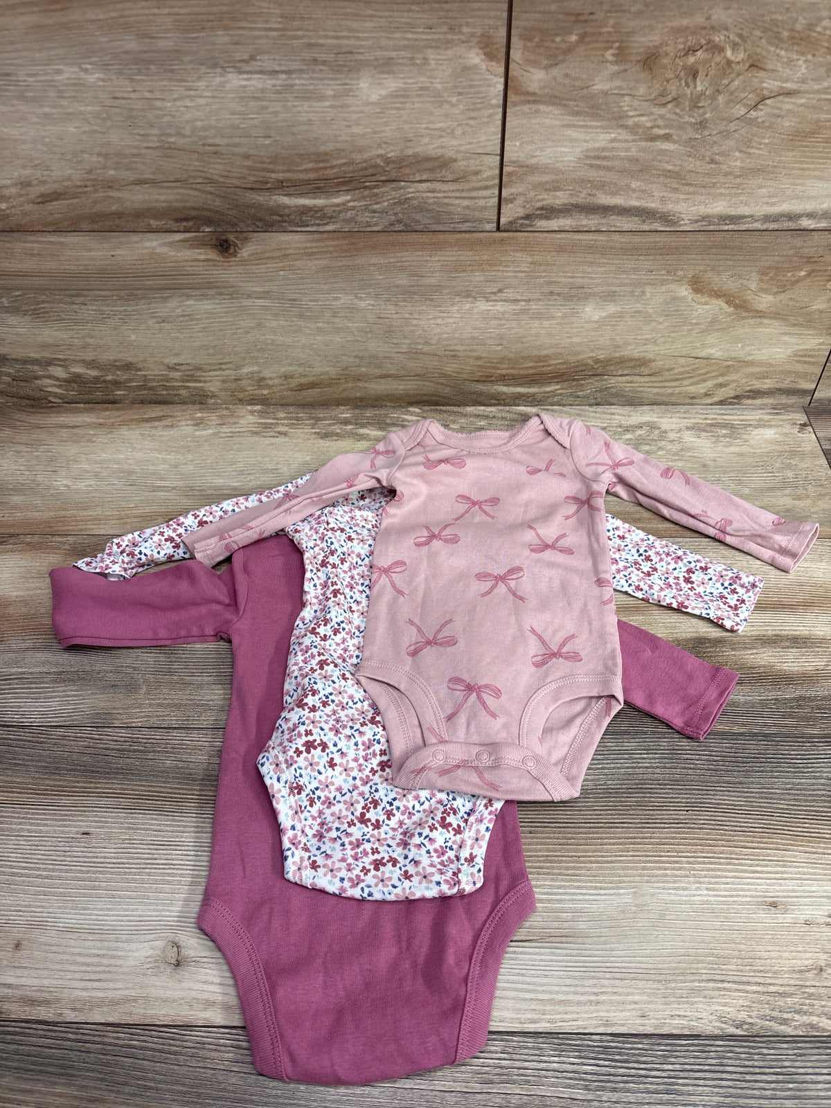 NEW Just One You 3pk Long Sleeve Bodysuits Pink sz 6m