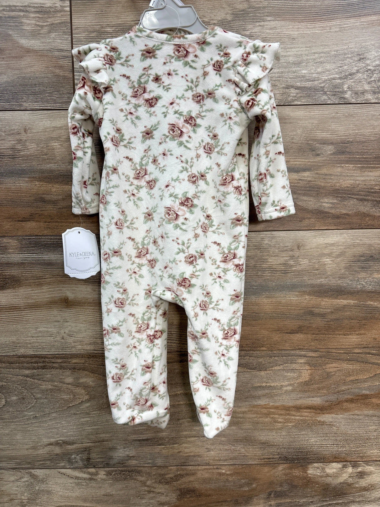 NEW Kyle & Deena 2pc Velour Floral Footed Coverall White sz 3-6m